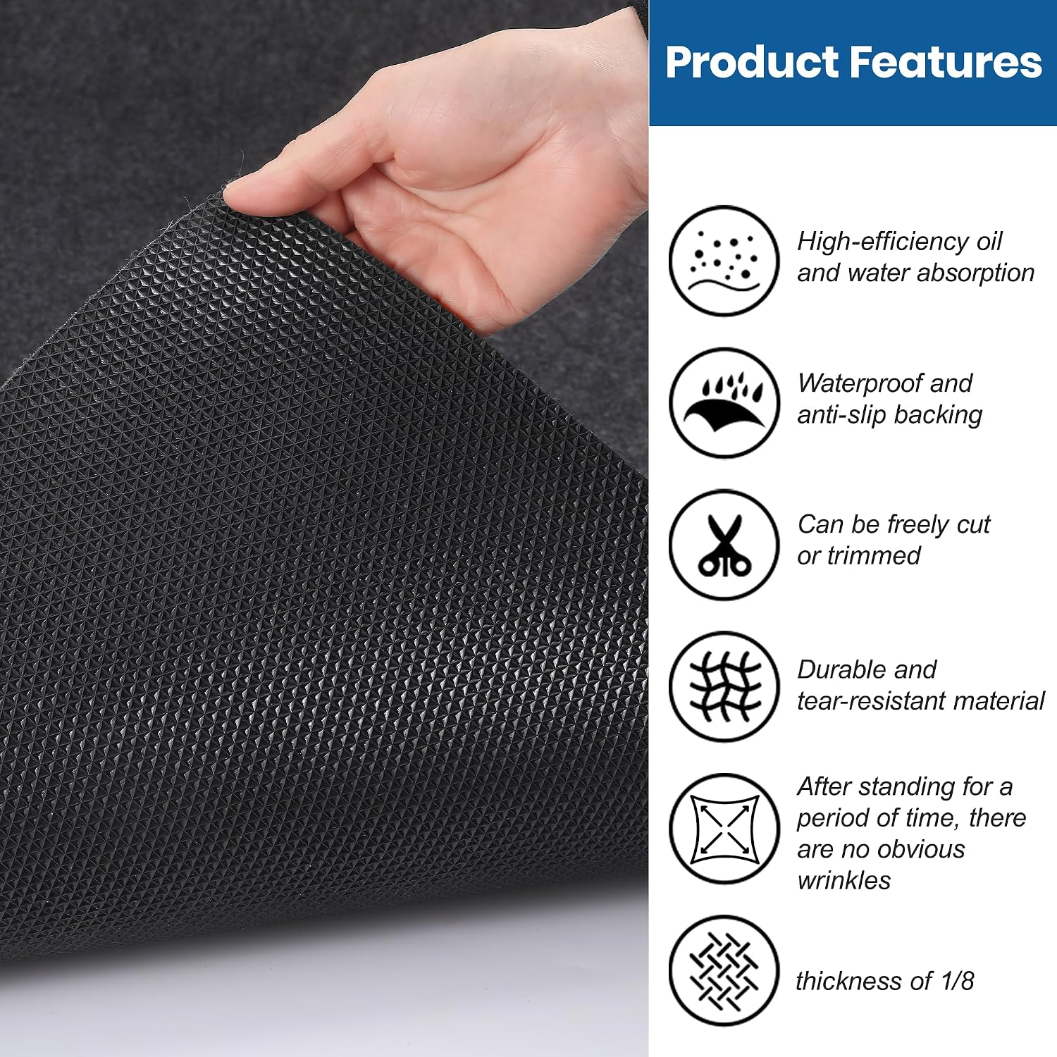 Garage Mats for Floor 7'5" x 17' - Premium Felt + Rubber Backing Thickened Oil Spill Resistant Garage Pad Non-Slip Waterproof Durable Cut to Fit Pad Garage Parking Mats for Compact SUVS Sports Car