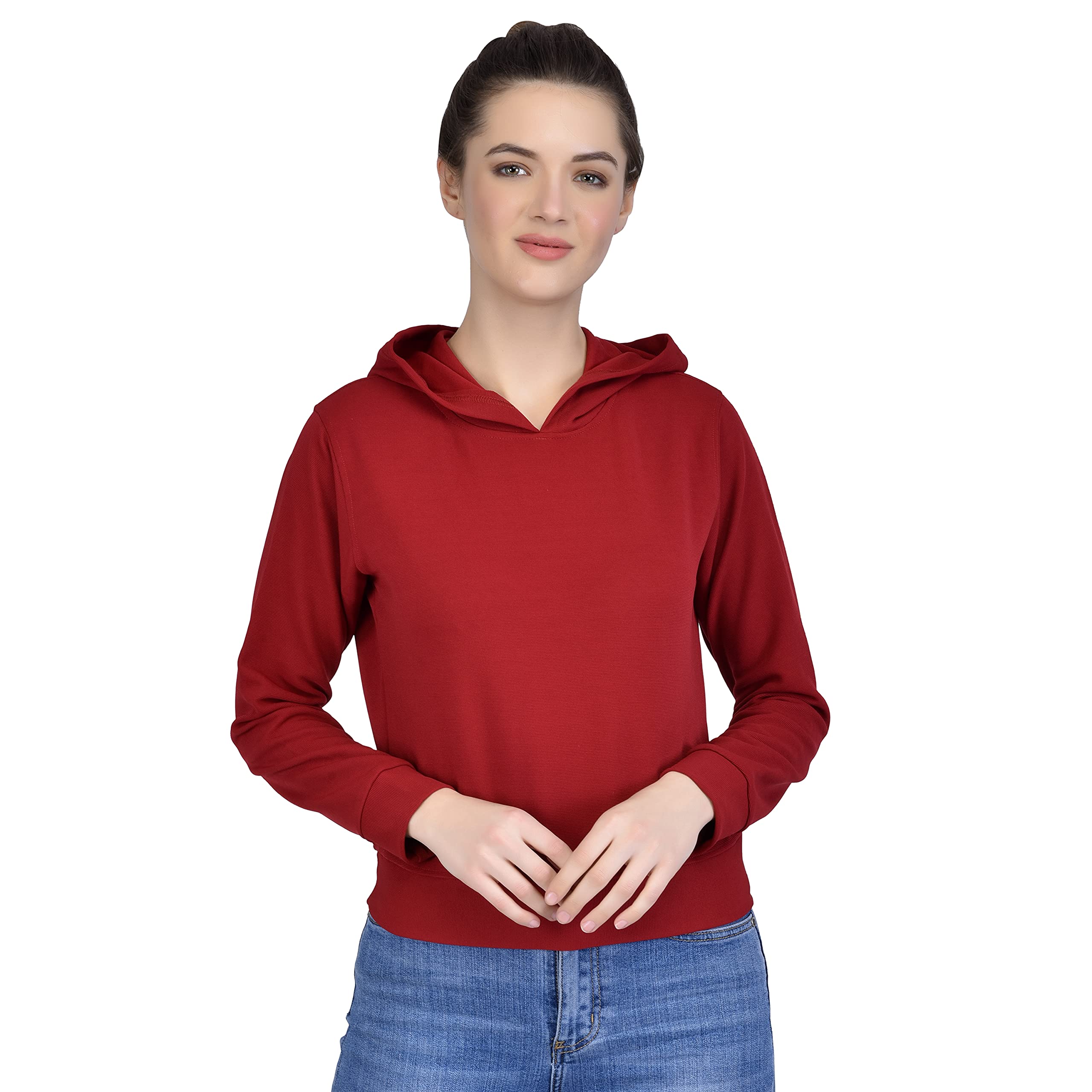 fashionbazaar4u Women's Hoodies Girls Crop Tops Stylish Woolen Crop Tops Hoodie for Girls and Women Crop Sweatshirt and Crop Tops or Girls Hooded Crop Tops for Women-picture-44