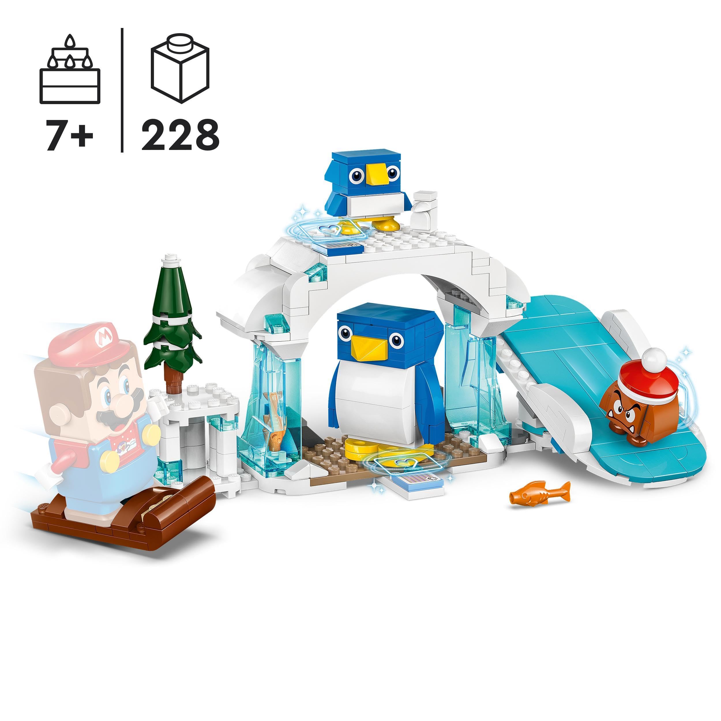LEGO Super Mario Śniegowa przygoda penguinów – zestaw rozszerzający, zabawka kolekcjonerska do budowania dla chłopców i dziewczynek, dzieci od 7 lat, z figurką Goomby, prezent dla graczy, 71430