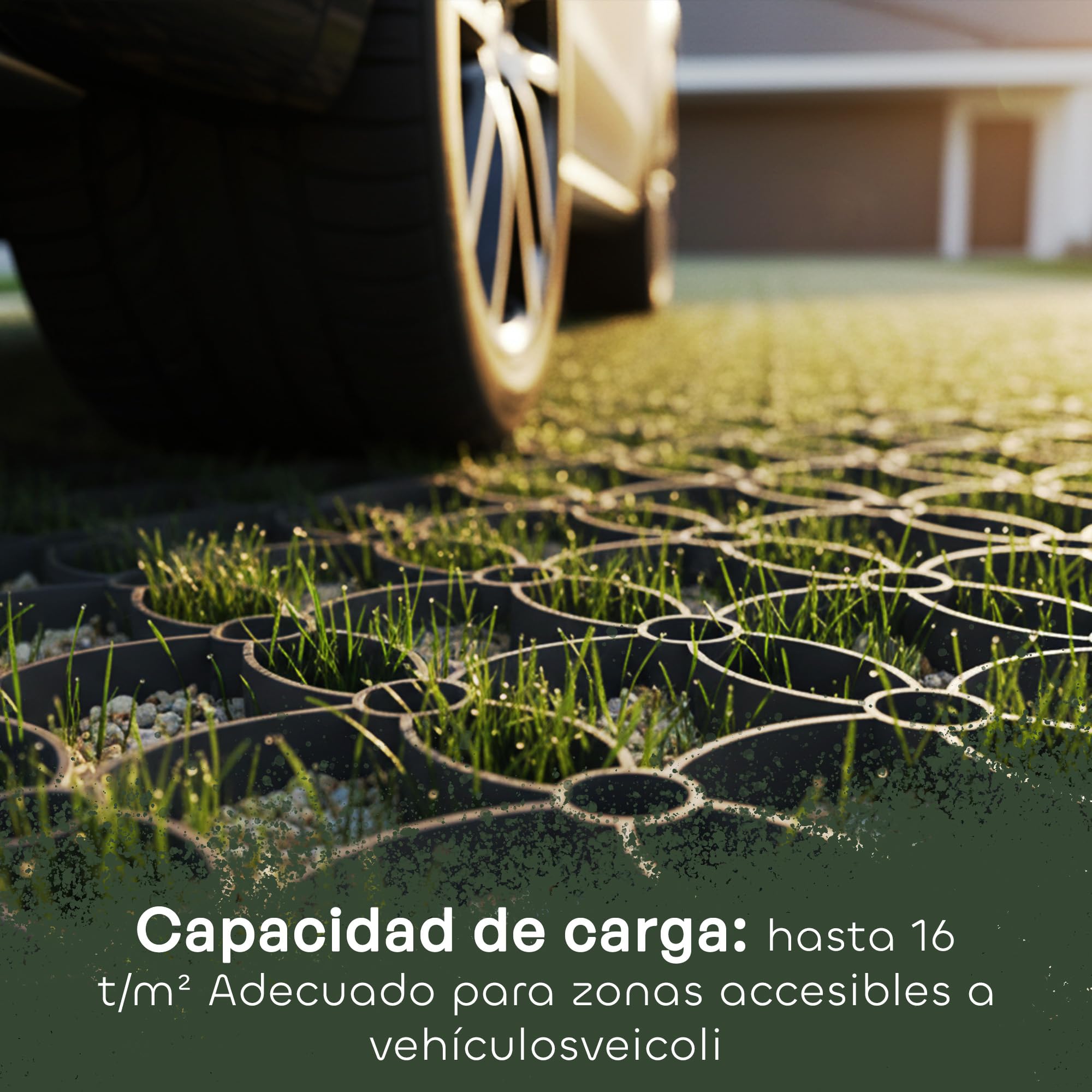 GARDENIX Rejilla de césped, 8 unidades, 50 x 50 cm, 2,00 m², panal de césped, parking o césped, rejilla de grava, color verde
