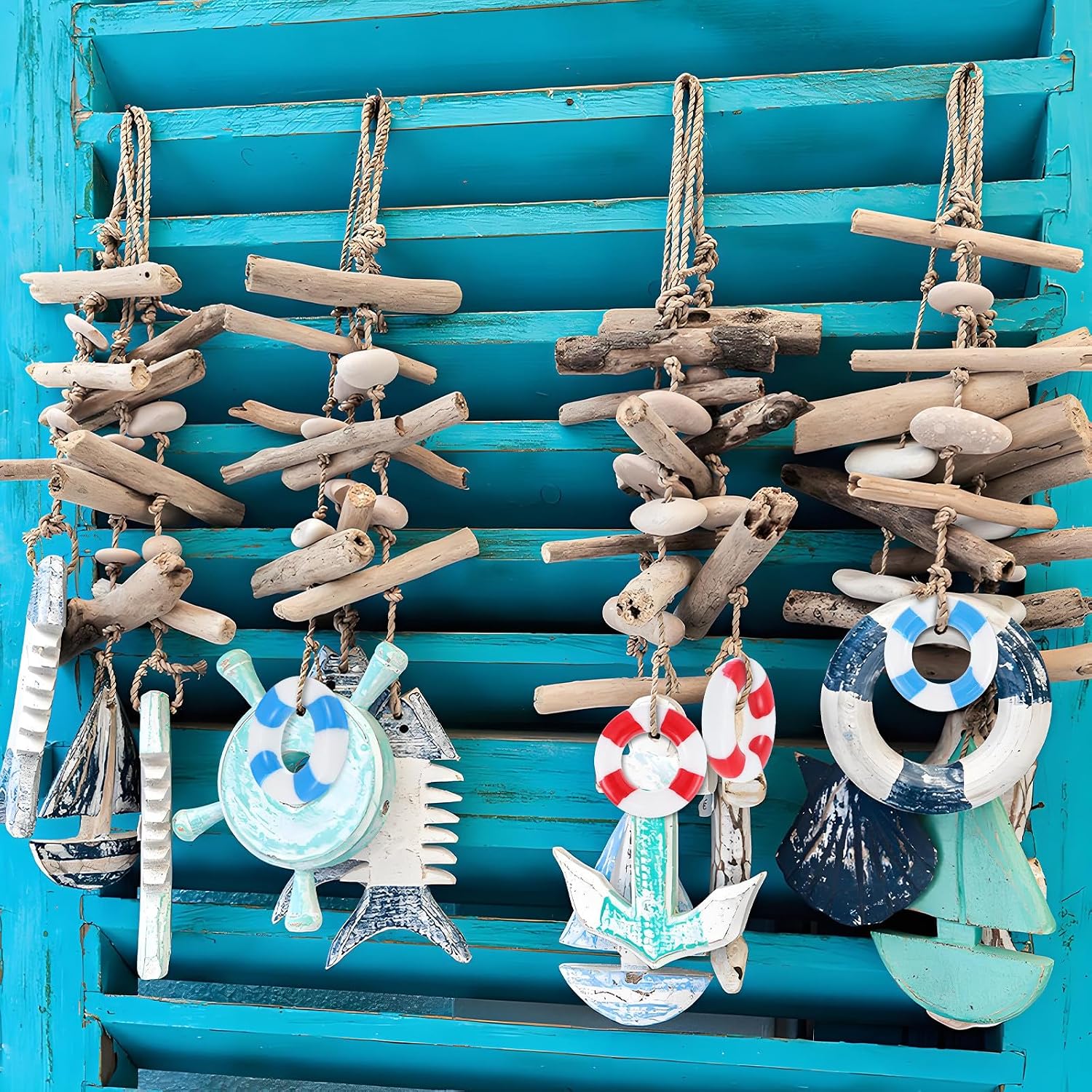 HANABASS 50 Pcs Mini Nautical Life Ring Decorations, Miniature Life Preserver Ring Ornaments for Fairy Garden, Dollhouse, DIY Crafts, Beach Theme, Coastal Party and Mini Landscape Decor