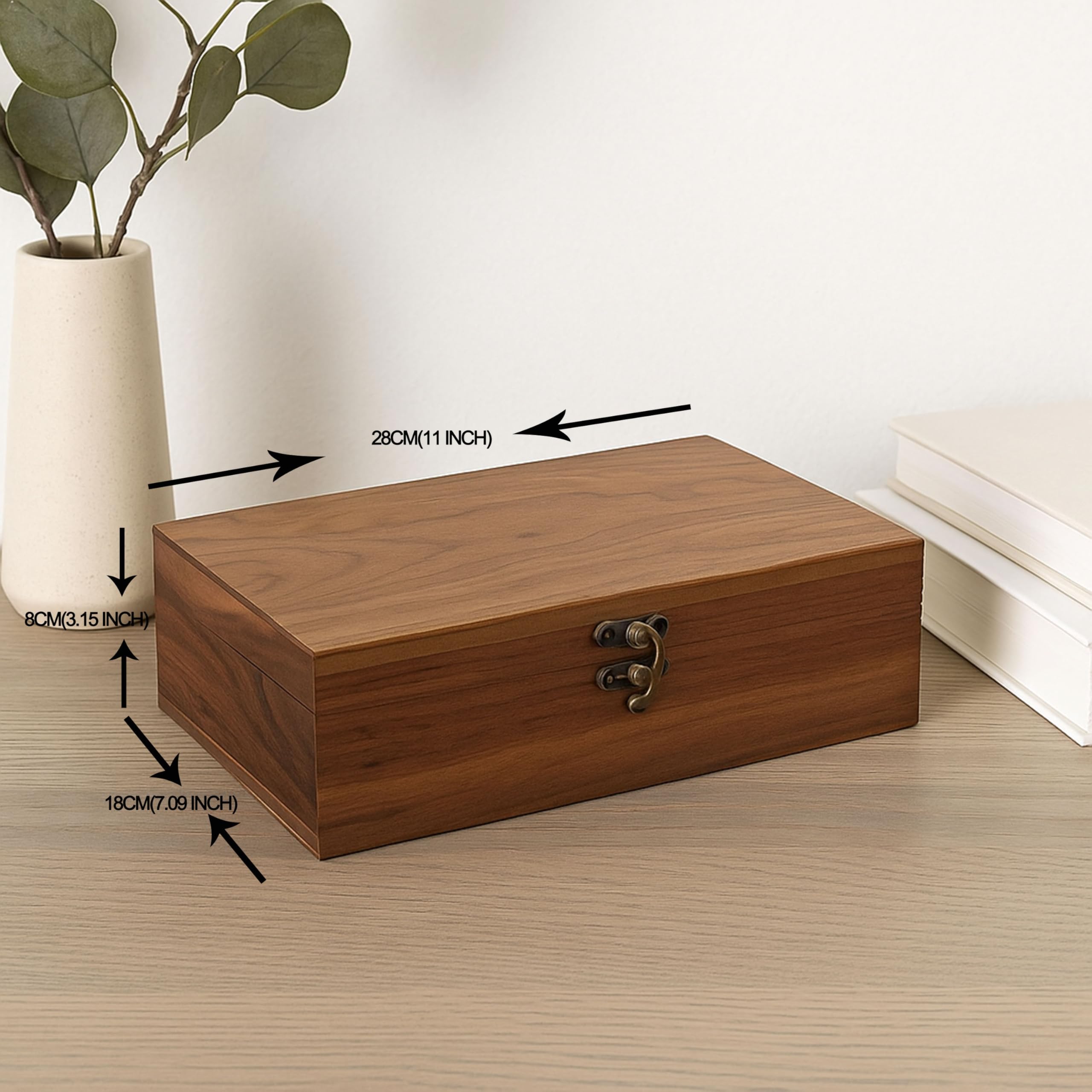 Caja de almacenamiento de madera de nogal, organizador hecho a mano para joyas, relojes, recuerdos, caja de almacenamiento multiusos de 11 x 7 x 3.1 pulgadas