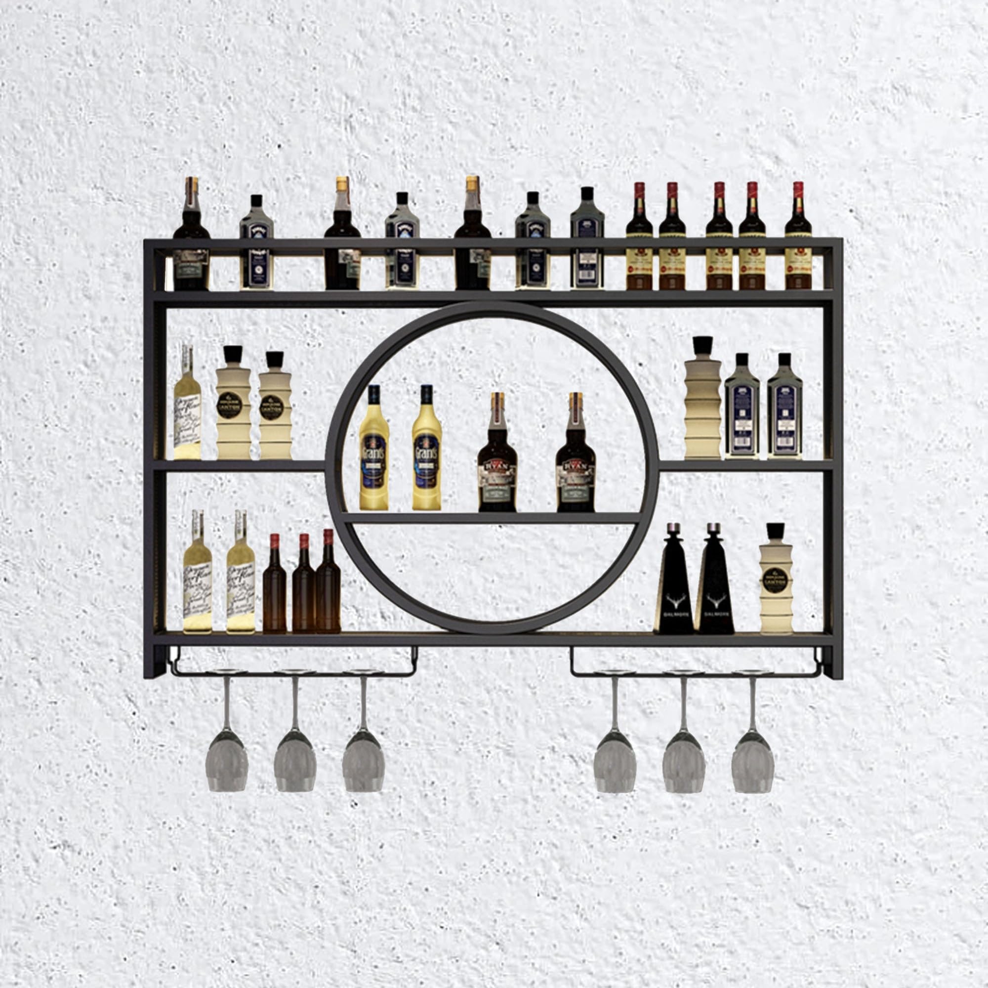 Casier à vin mural pour mini-bar de salon et aménagement de coin café moderne