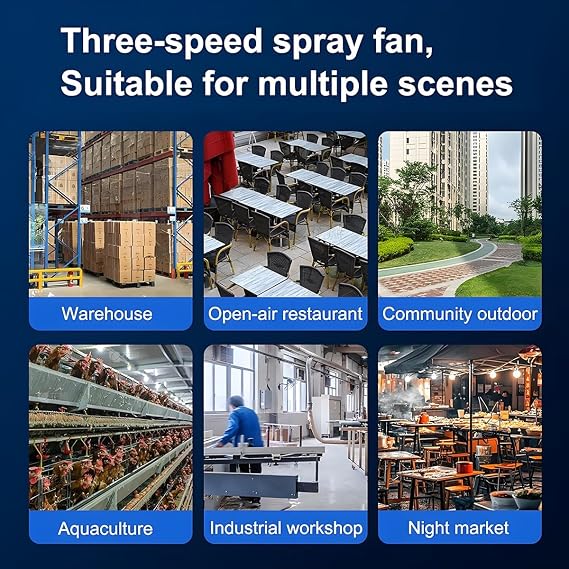 Outdoor Misting Fan 3 Speeds Pedestal Spray Fan Heavy Duty Mist Fan with 11 Gal Water Tank Oscillating Cooling Fan for Patios Camping Jobsite 26in/30in(650mm/26in)