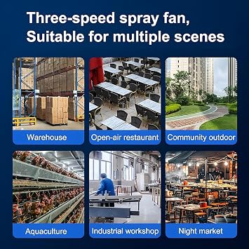Outdoor Misting Fan 3 Speeds Pedestal Spray Fan Heavy Duty Mist Fan with 11 Gal Water Tank Oscillating Cooling Fan for Patios Camping Jobsite 26in/30in(650mm/26in)