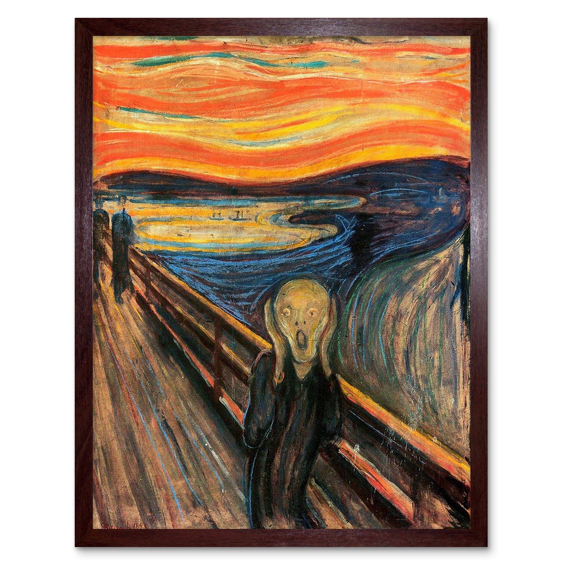 Wee Blue Coo Edvard Munch The Scream Old Master Painting Art Print Framed Poster Wall Decor 12X16 Inch