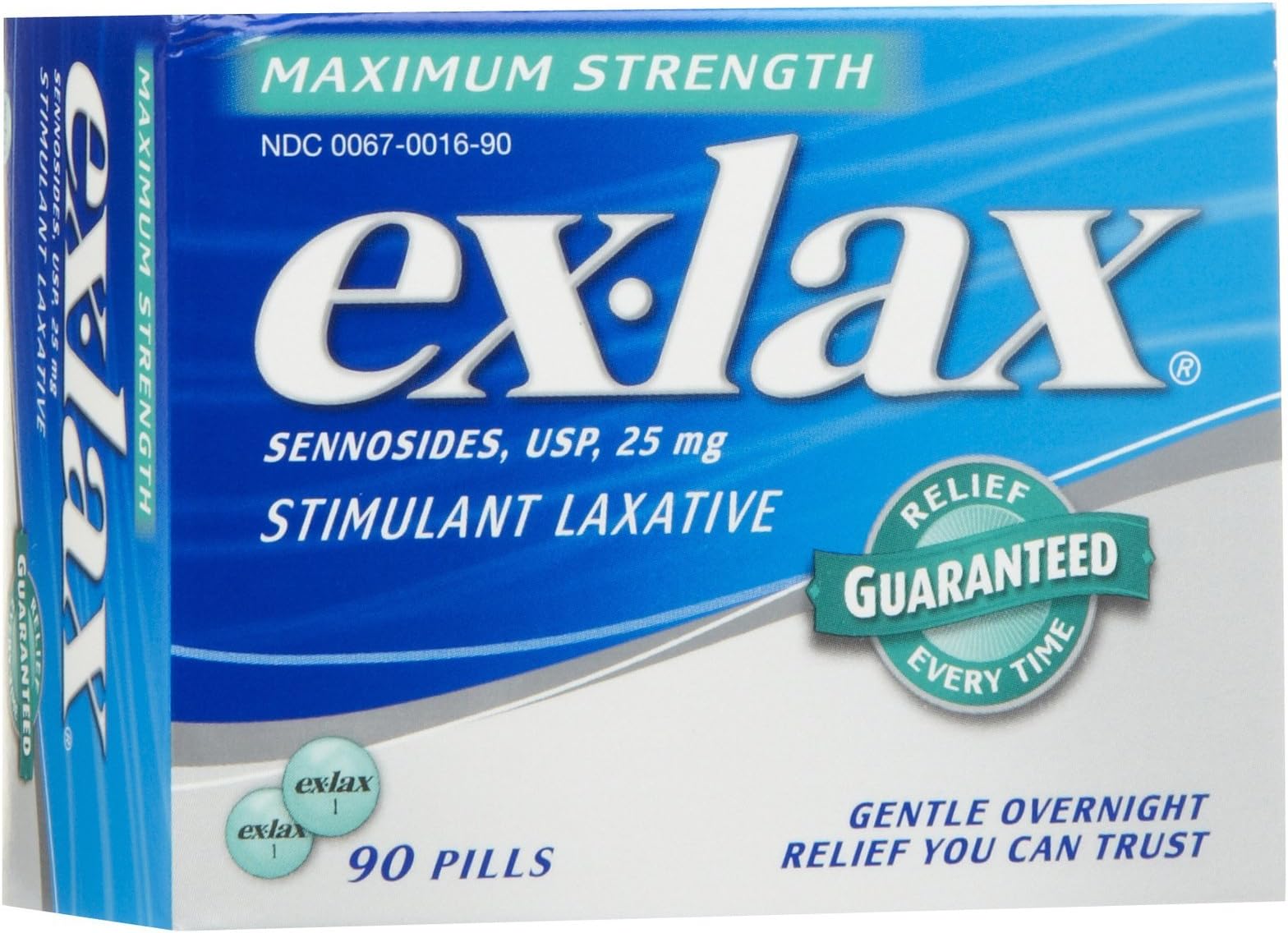 Ex-Lax Stimulant Laxative, Maximum Strength, 25 mg, 90 Count Box