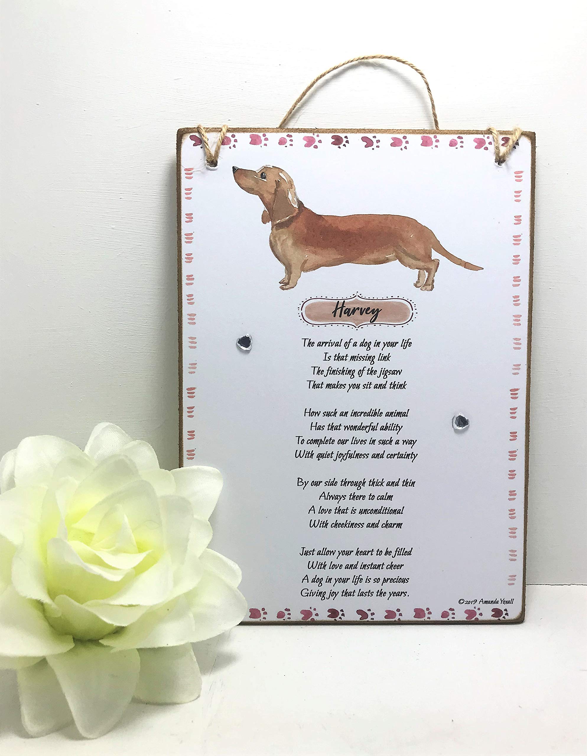 HRHRHREU Personalised Tan Dachshund Dog Poetry Wall Plaque