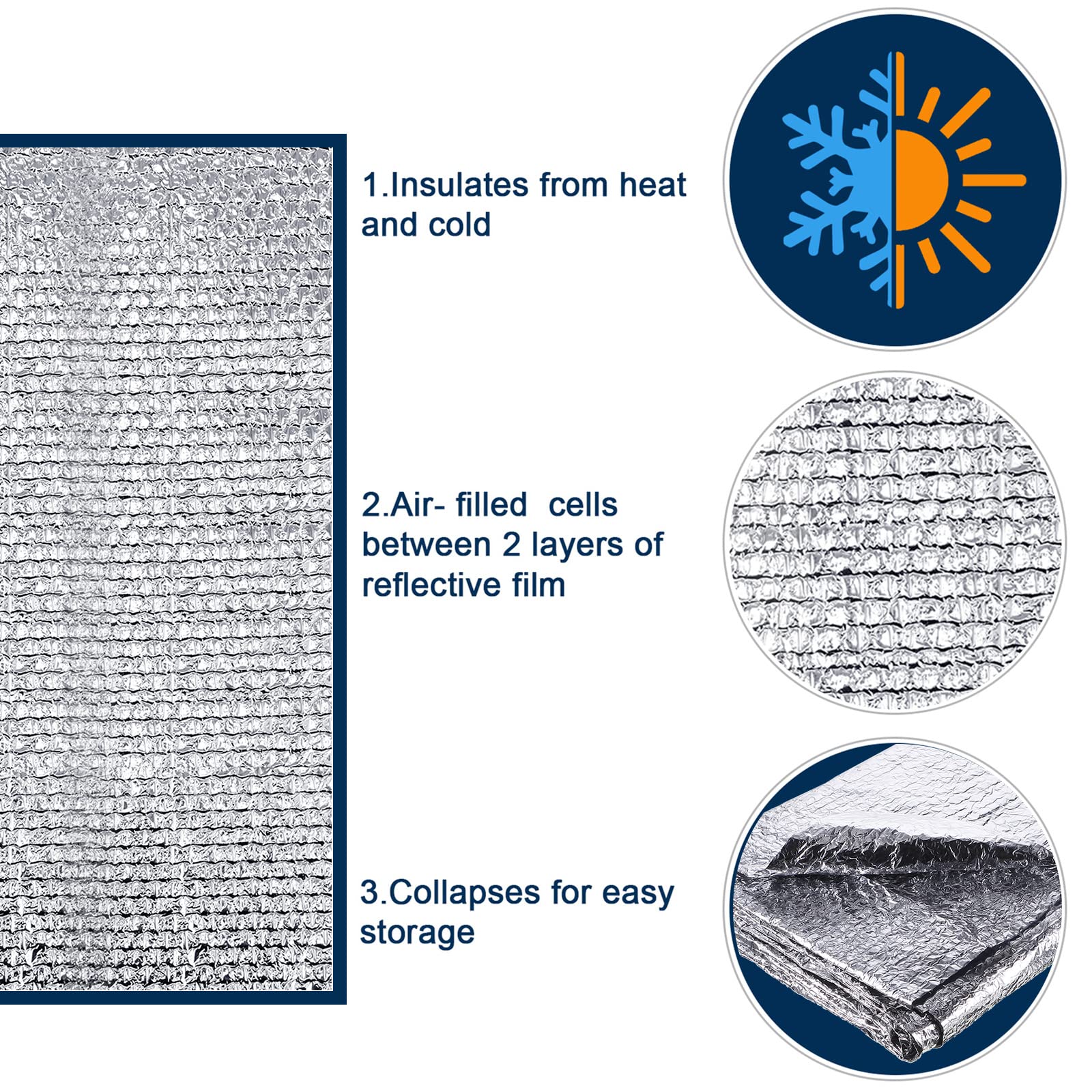 RV Door Window Skylight Shade Foil Sunshield Reflective Window Cover DIY RV Skylight Insulator Sunshield Blackout Reflective Cover Car Sunshade Protector with 16 mm Tape (Silver, 120 x 24 Inches)