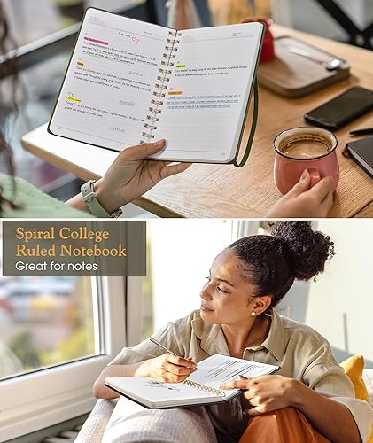 Miniatura 7 de Cuaderno de espiral rayado, diario A5 de tapa dura para mujeres y hombres, 150 páginas numeradas, cuaderno encuadernado en espiral, cuadernos