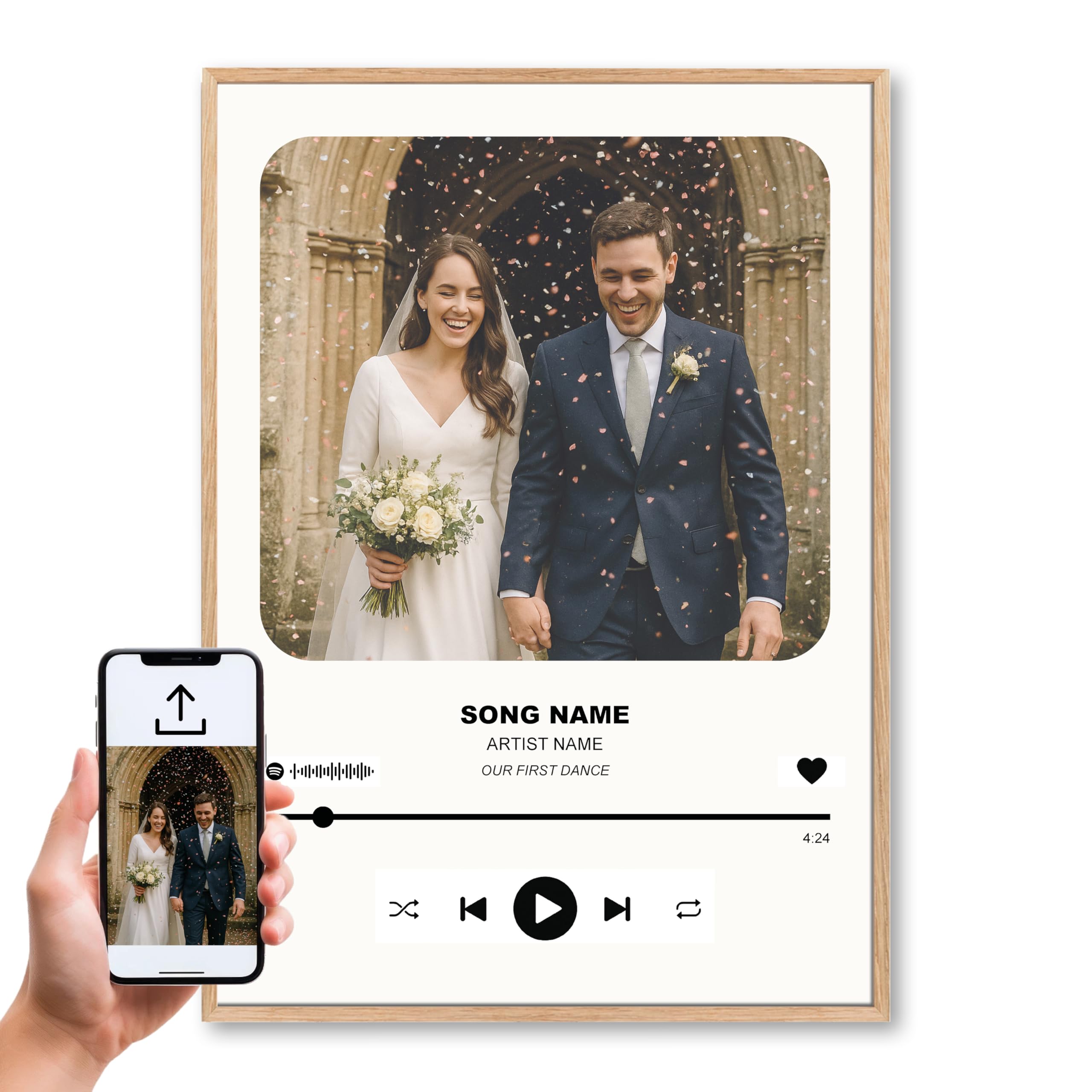 Made by Mika Ltd Personalised Spotify-Style Song Print with Your Photo – Custom Music Print with Song Name, Artist & Spotify Code