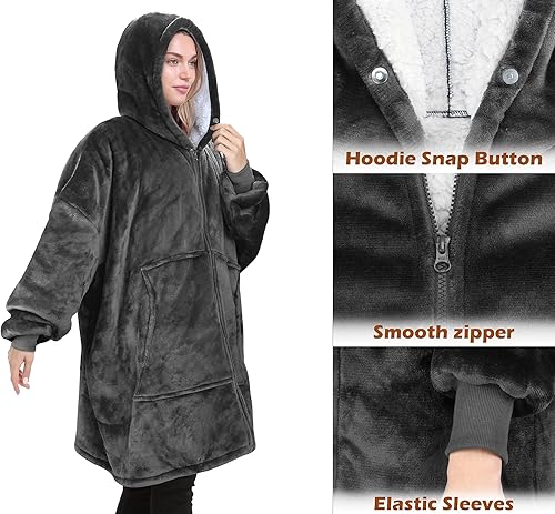 Miniatura 3 de Catalonia Sudadera con capucha y cremallera, abrigo de sherpa de gran tamaño para hombres y mujeres, regalo cómodo para ella