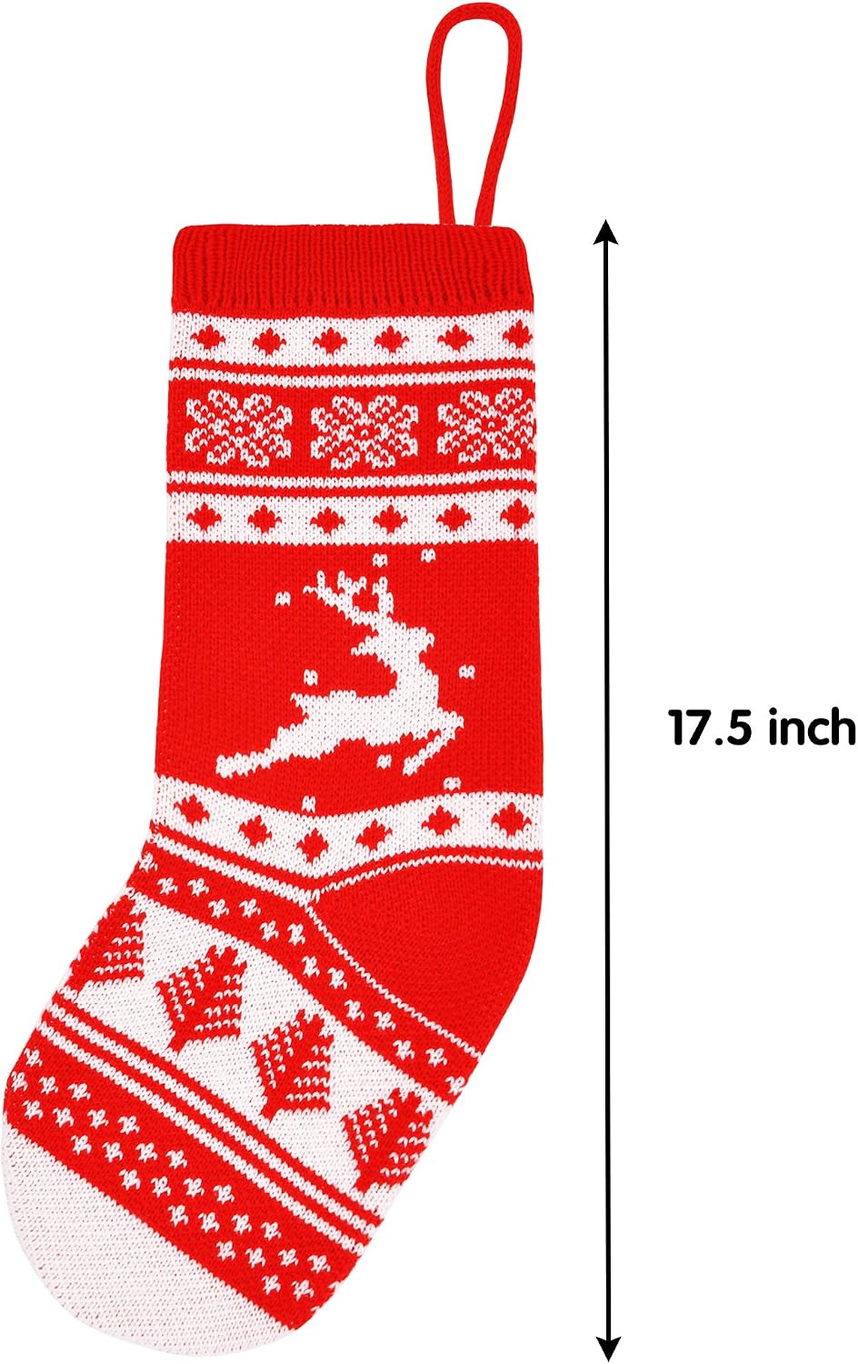 JOYIN 18” Christmas Stockings 4 Pcs, Large Size Rustic Cable Knit Xmas Stocking in Red, for Family Holiday Season Decorations