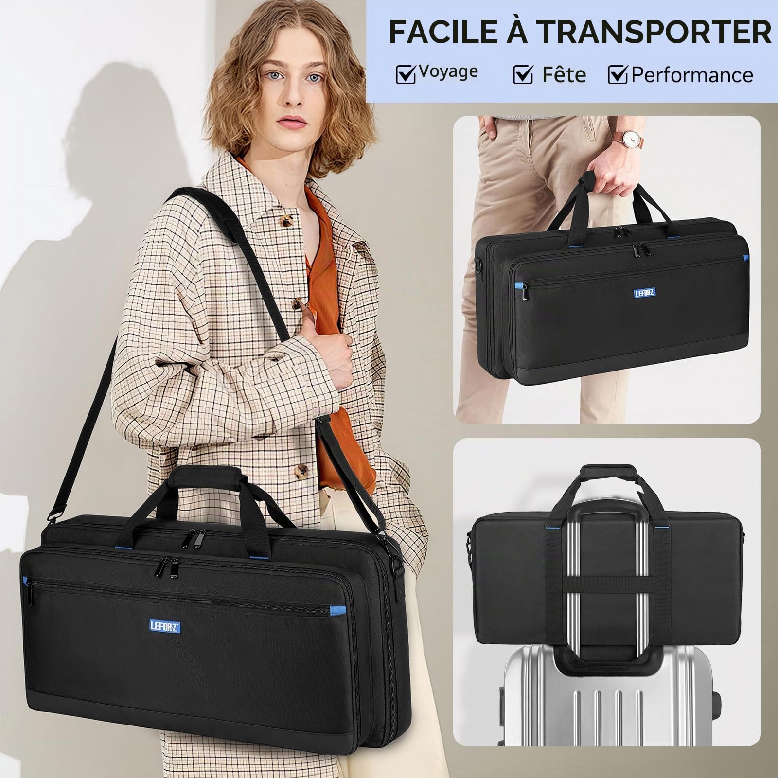 Sac de Transport Compatible avec pédale Multi-Effets Boss ME-90/GT-1000/GX-100/ME-80 avec Plusieurs Poches pour câble de Guitare et Accessoires (60 x 8,9 x 29 cm)
