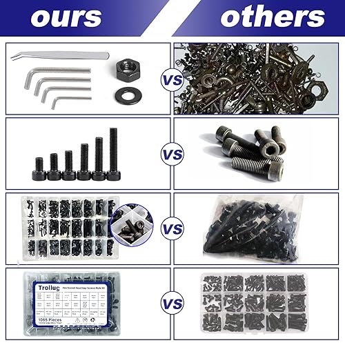Miniatura 4 de Surtido de pernos métricos M2 M3 M4 M5, acero de aleación de grado 12.9, tornillos de máquina de cabeza hexagonal chapados en zinc negro, tornillos