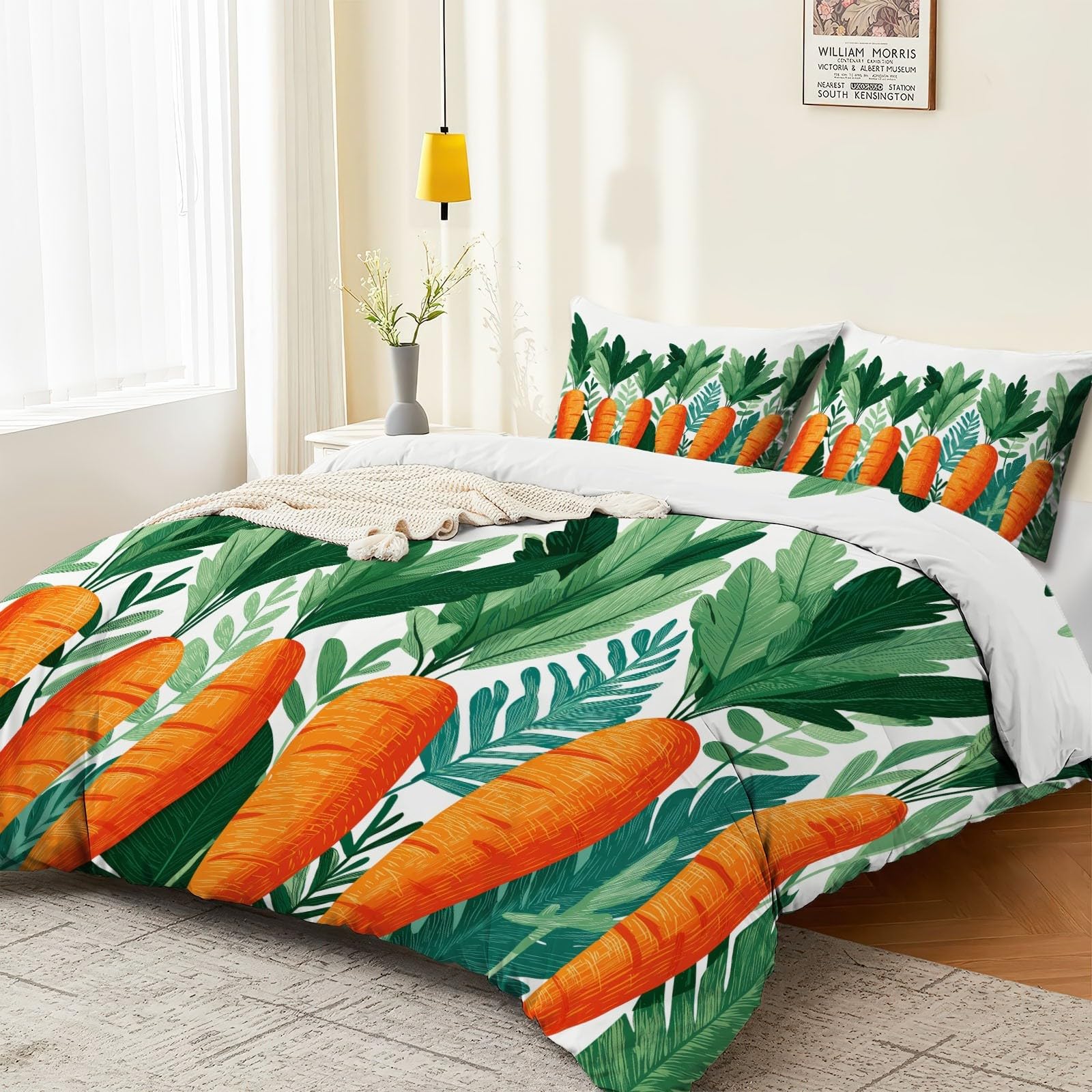 Housse de couette 240x260 cm aux motifs nature de fougères pour une chambre parentale cocooning