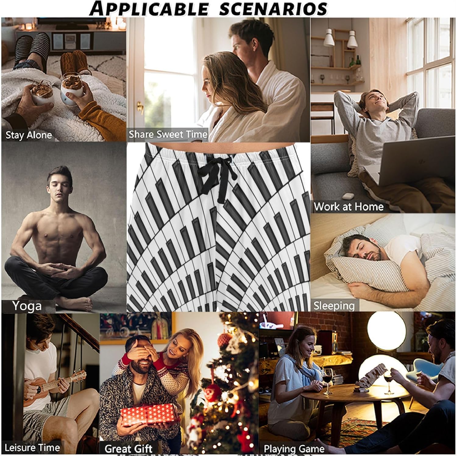 visesunny Mens 100% Cotton Pajama Bottoms Lightweight Lounge Pant with Pockets Soft Sleep Pj Pants for Men - Image 5