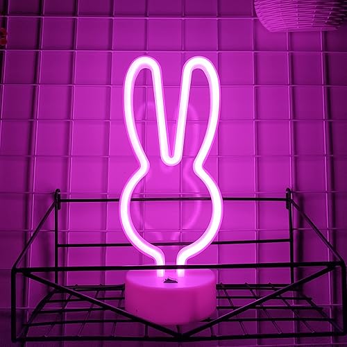 Miniatura 3 de JYWJ Letreros de neón con base de soporte, luz de neón alimentada por USB o 3 pilas AA, decoración de mesa LED, decoración de pared de dormitorio,