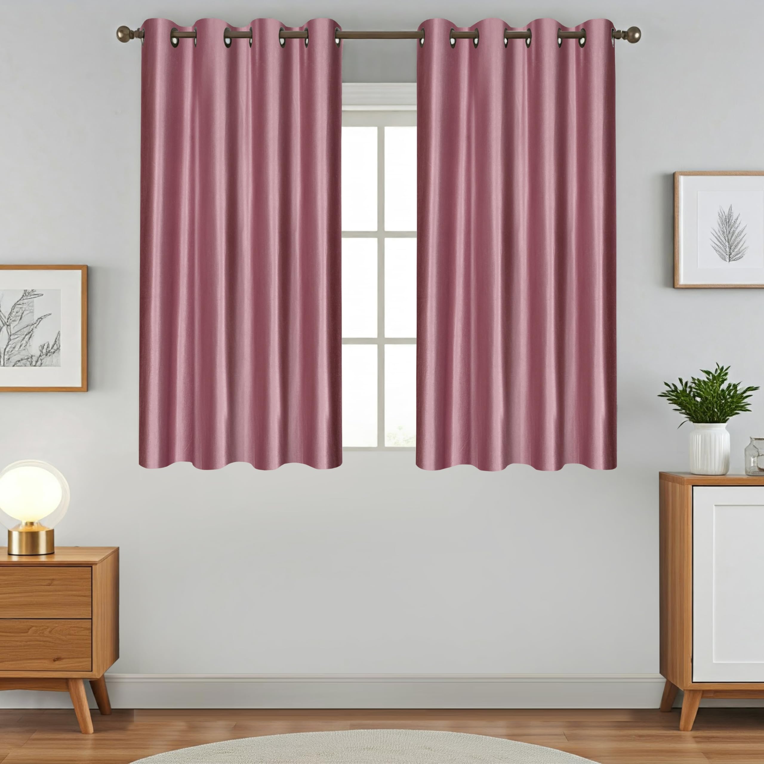 HFI Royal Solid Polyester Curtain, 5 X 4 Feet, Window Curtains, Burgundy, Pack of 2 Pieces