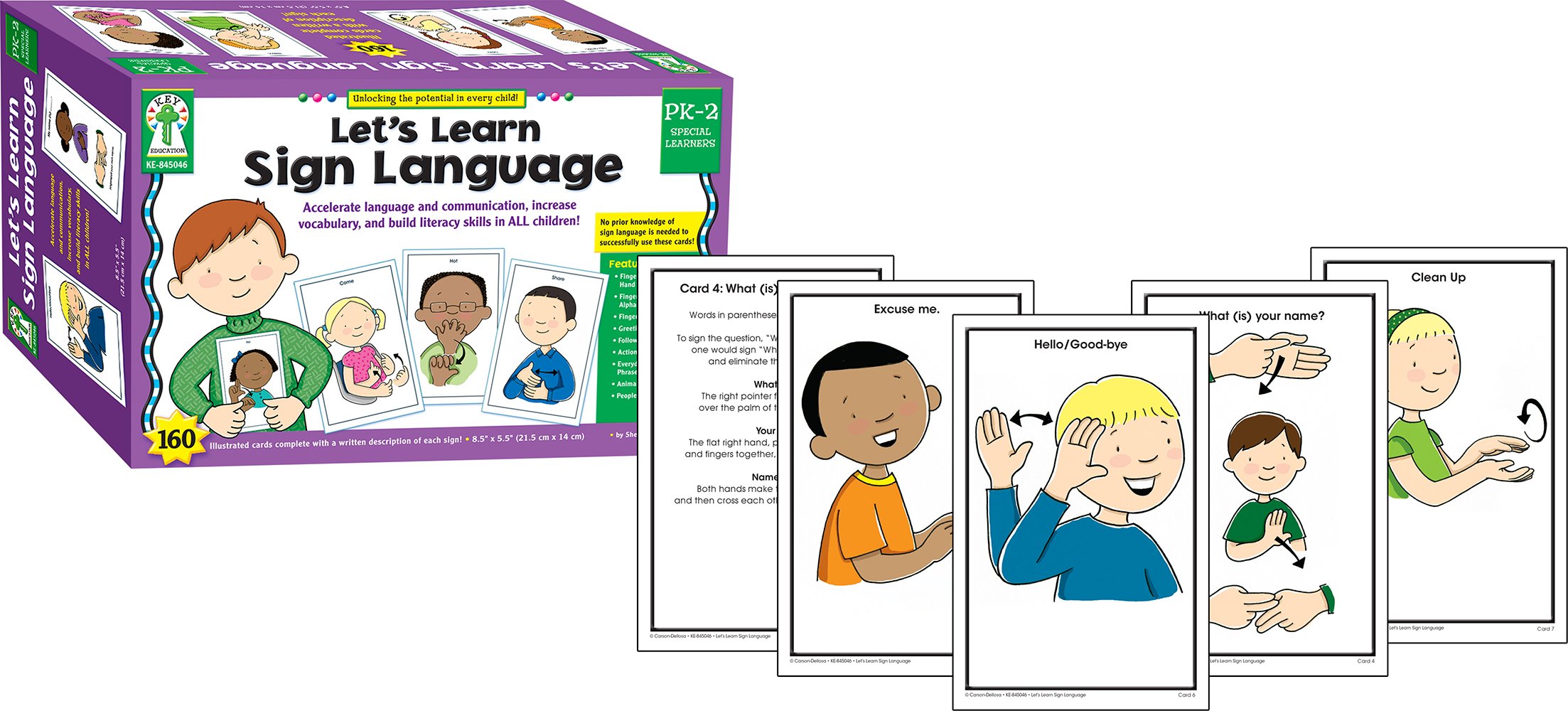 Buy Key Education Let's Learn Sign Language Learning Cards—Illustrated