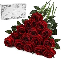 Vista 11 de Rosas artificiales rojas – 16 piezas de rosas artificiales artificiales de seda con tallos para decoración del hogar, boda, hotel, oficina, centro