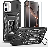 Vista 26 de Funda para teléfono SunStory para iPhone 11 con protector de pantalla HD y cubierta deslizante para la cámara y soporte giratorio con anillo