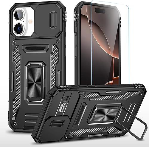 Miniatura 26 de Funda para teléfono SunStory para iPhone 11 con protector de pantalla HD y cubierta deslizante para la cámara y soporte giratorio con anillo