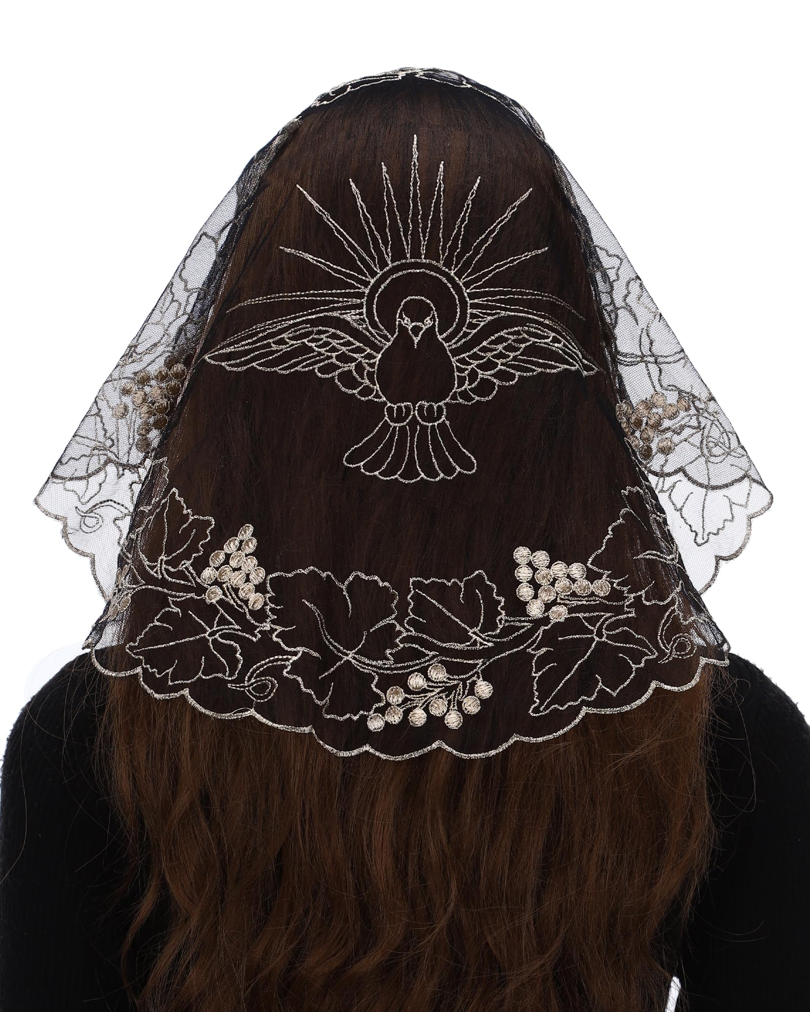 Bozidol Church Round Lace Veil - Church Round Grapevine Pattern Lace Prayer Veil