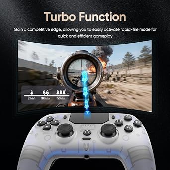 BETMI LED Wireless Controller for PS5, Pro/Slim/PC(Frosted White) | Hall Joysticks/Trigger, Marco Back Button, Turbo, Dual Vibration, 6-Axis, 3.5mm Jack, Built-in Mic/Speaker, for Steam Deck