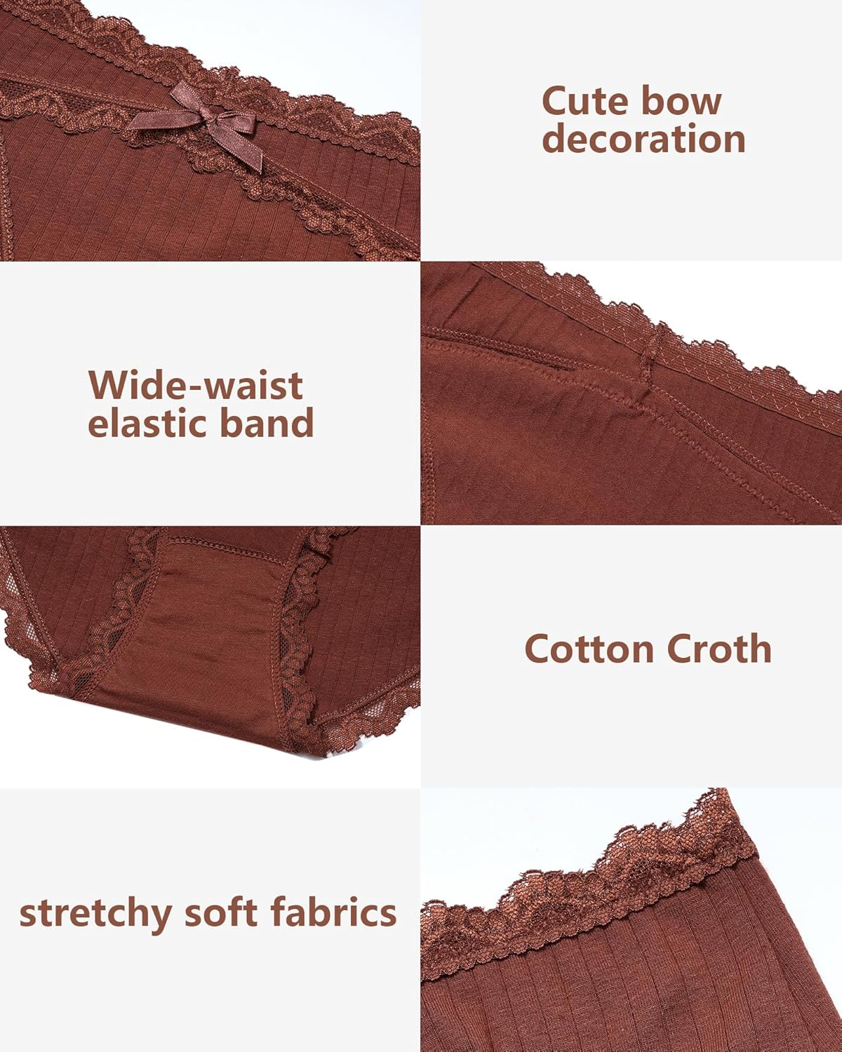 LEVAO Women's Cotton Hipster Underwear Ladies Bikini Panties with Soft Lace Trim, Full Coverage Cheeky Underpant S-2XL - Image 5