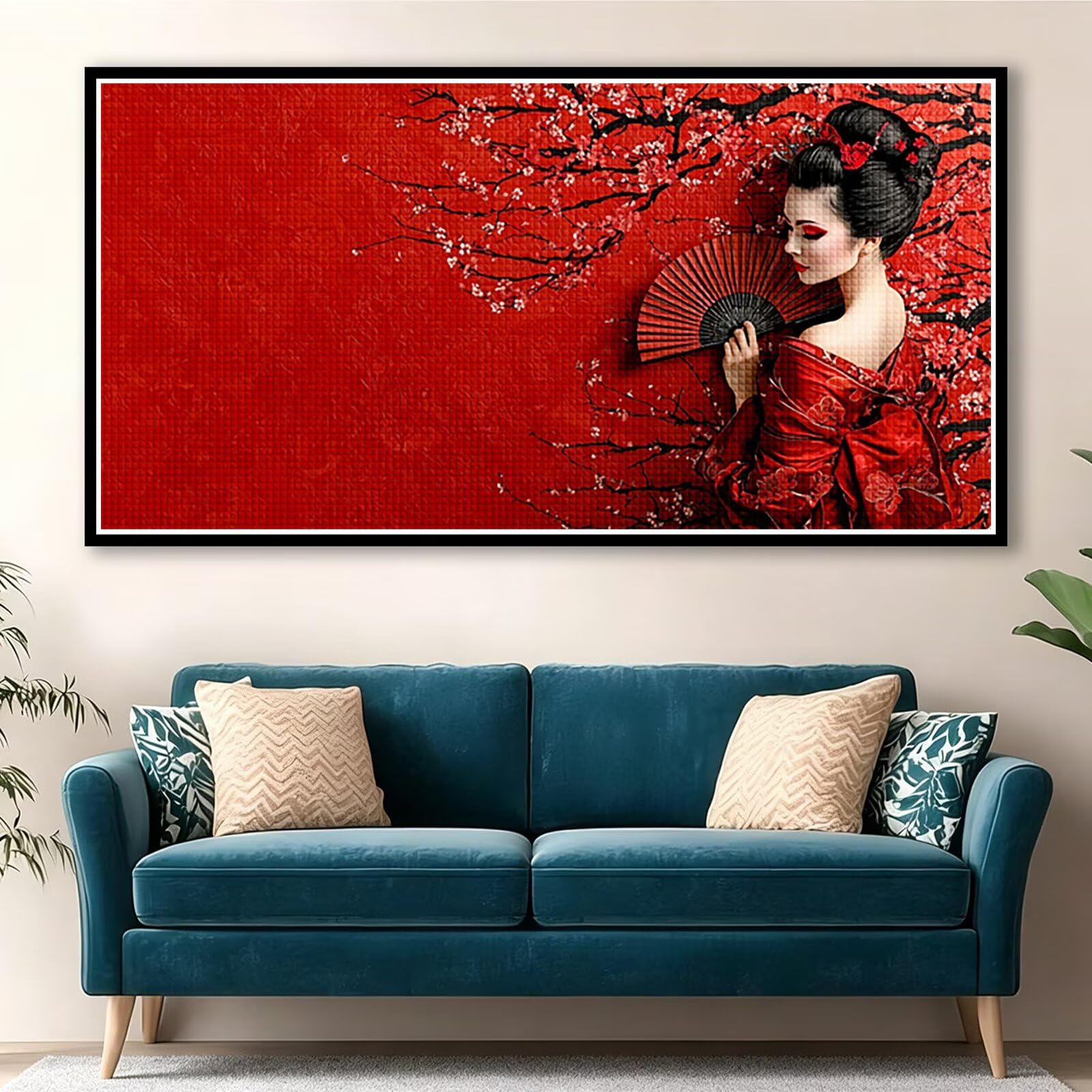 Diamond Painting Japan Diamant Painting Bilder Erwachsene Frau, DIY Set Erwachsene Crystal Art, 5D Diamond Art Viereckige Steine, Strass Stickerei Kreuzstich Mosaik für Zimmer Deko 200x100cm 0J-974
