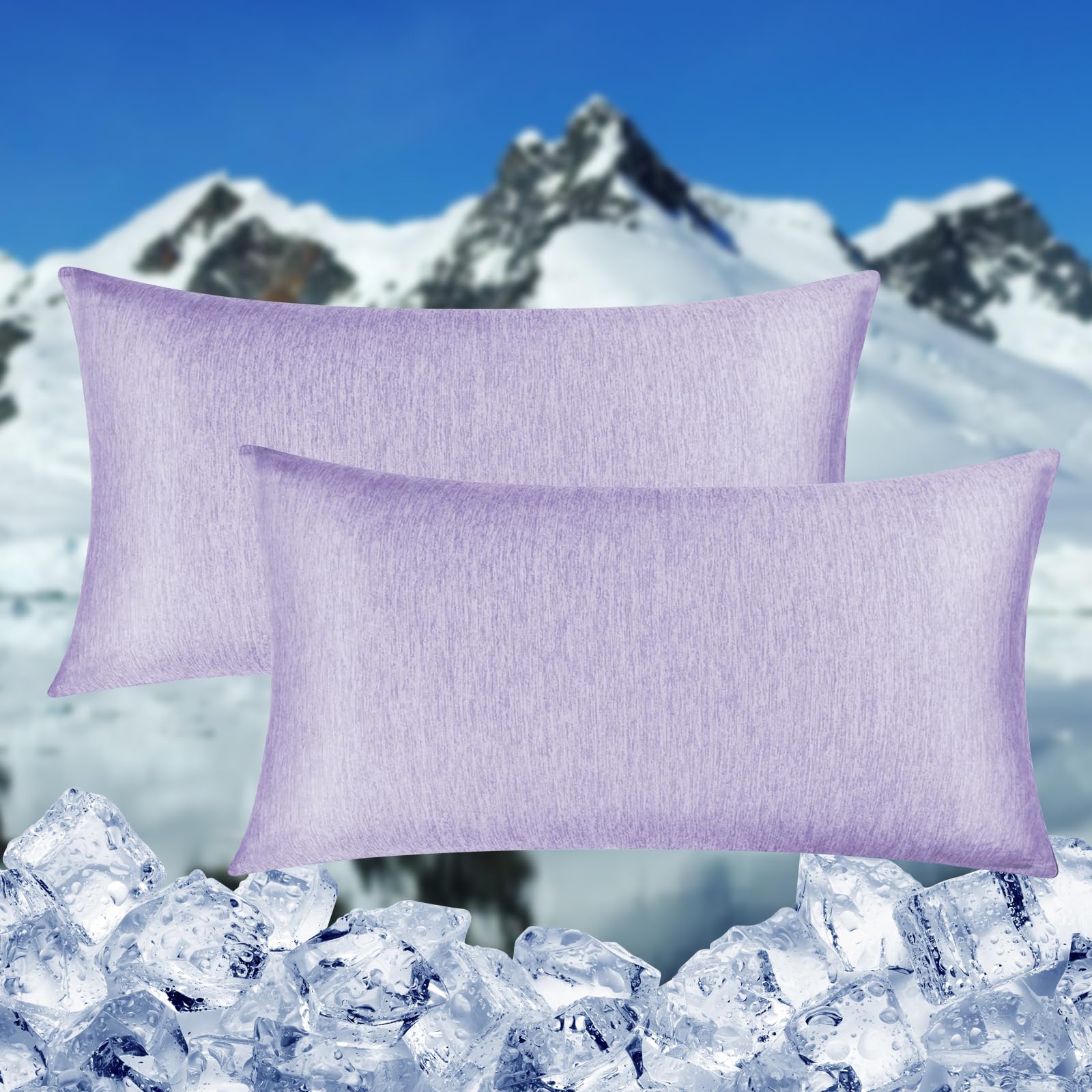 HOMFINE kühlender Kissenbezug 2er Set - 40 X 80 cm Kuhlmatte für Mensch Lila,Cooling Pillows,Nachtschweiß,Superweiche seitenschläferkissen Kissenhülle, Kühlfaser Doppelseitiges,abkühlung Sommer