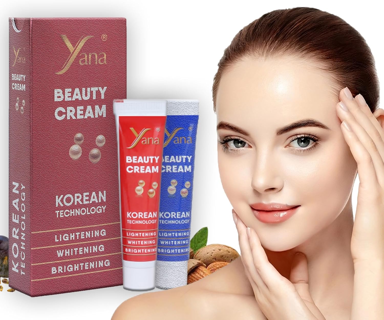 Yana Beauty Cream Met Koreaanse Technologie Voor Gezicht En Volledige Lichaam Whitening Inclusief Bikinilijn, Voor Het Verhelderen Van Donkere Vlekken Met Kojinezuur En Glutathion, 30g