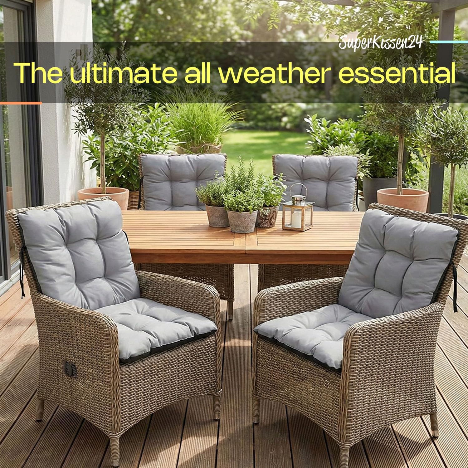 SuperKissen24. Coussin Dossier pour Chaise Longue, Siège, Banc de Jardin, Canapé - Lot de 2-96x48 cm - Bain de Soleil - Intérieur/Extérieur – imperméable - Noir