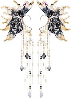 FRESHME Fairy Elf Ear Cuffs - Mermaid Ears Non Piercing Elven Ear Wraps with Shell Tassel Renaissance Halloween Accessories