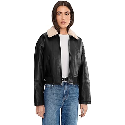 Levis Faux Leather Bomber With Sherpa Collar black