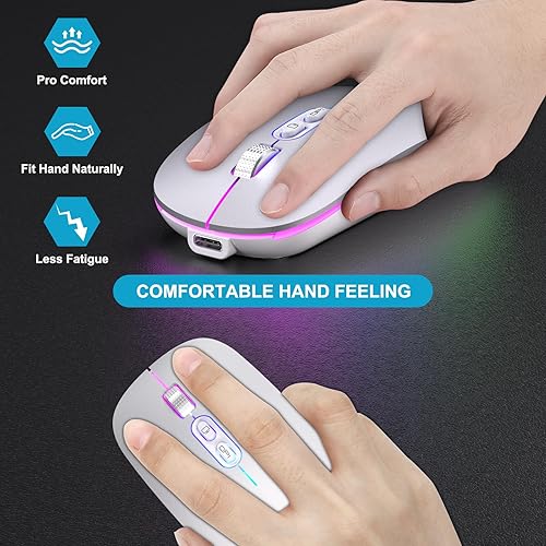 Miniatura 7 de Actualización Ratón inalámbrico LED, mouse delgado y silencioso 2.4G portátil óptico de oficina con USB y receptor tipo C, 3 niveles de DPI