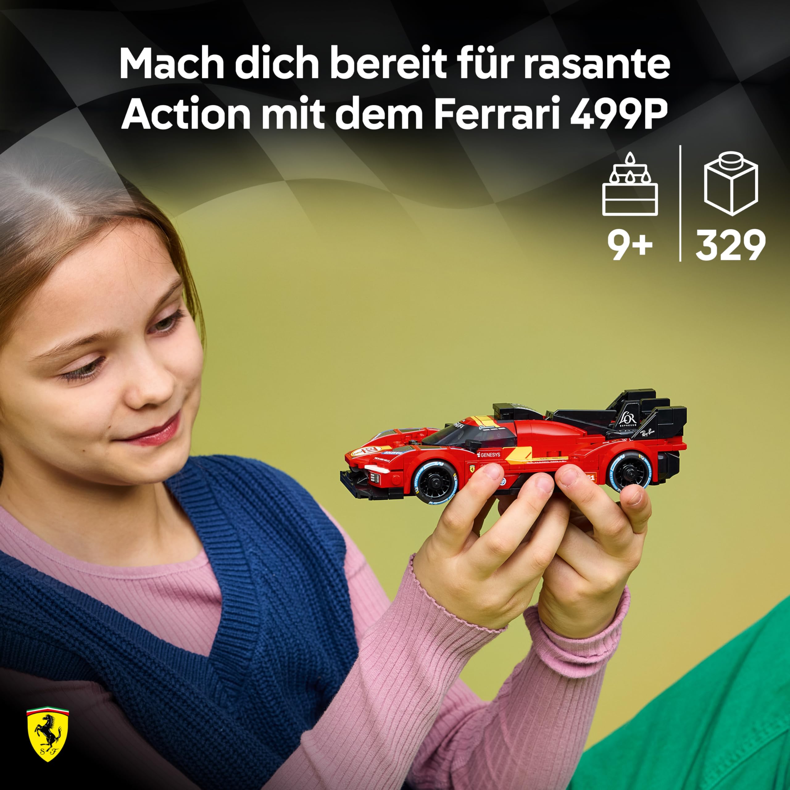 LEGO Speed Champions Ferrari 499P - Rennwagen Spielzeug - Mint Modellbau mit Fahrer Minifigur zum Sammeln - Motorsport Geschenk für Jungen ab 9 Jahren und Fans - 77261