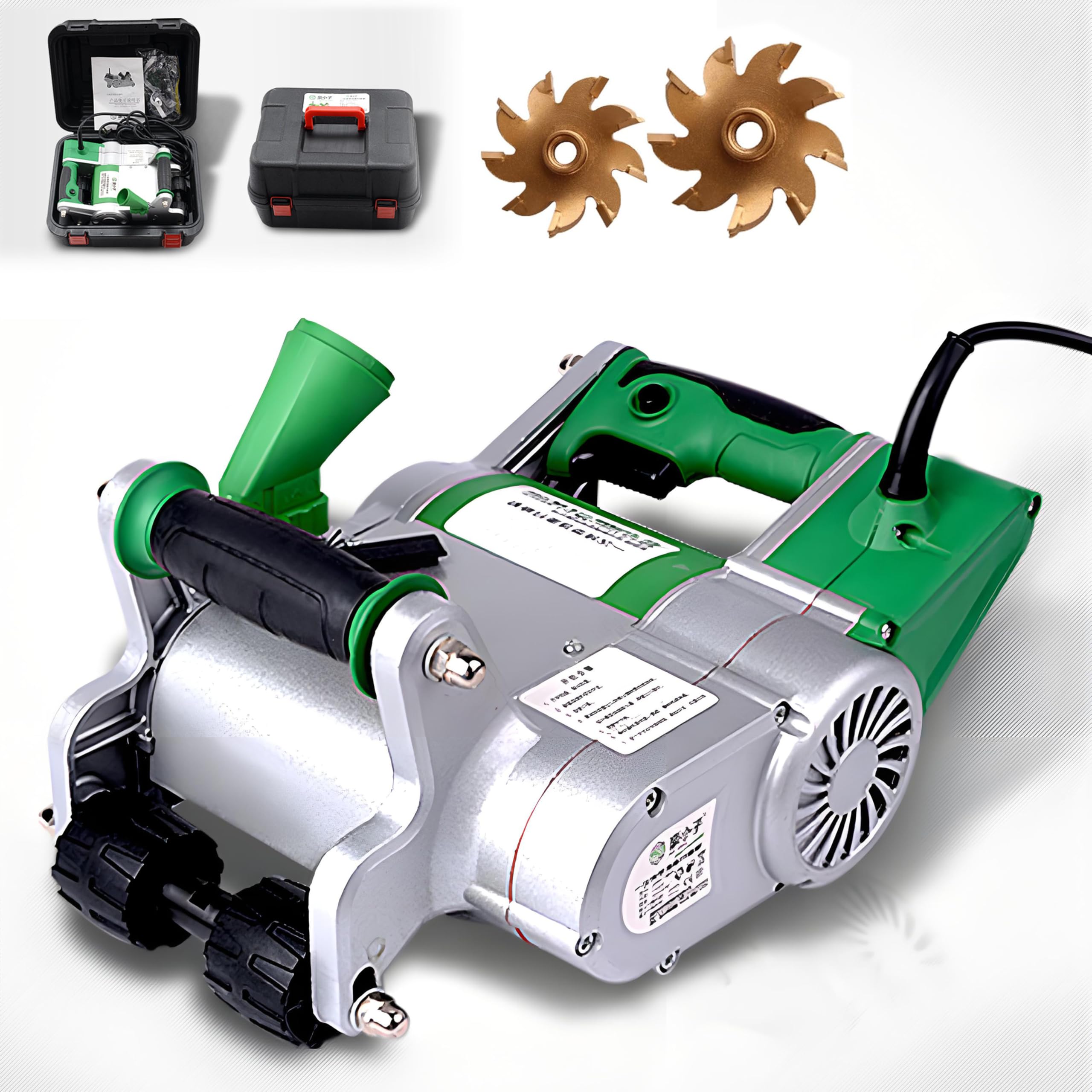 GSHSHOU Wall Groove Cutting Machine, 1100W Electric Concrete Saw Handheld Wall Chaser Brick Cement Slotting Machine Red Brick Notcher Groover 2000R/MIN 220V