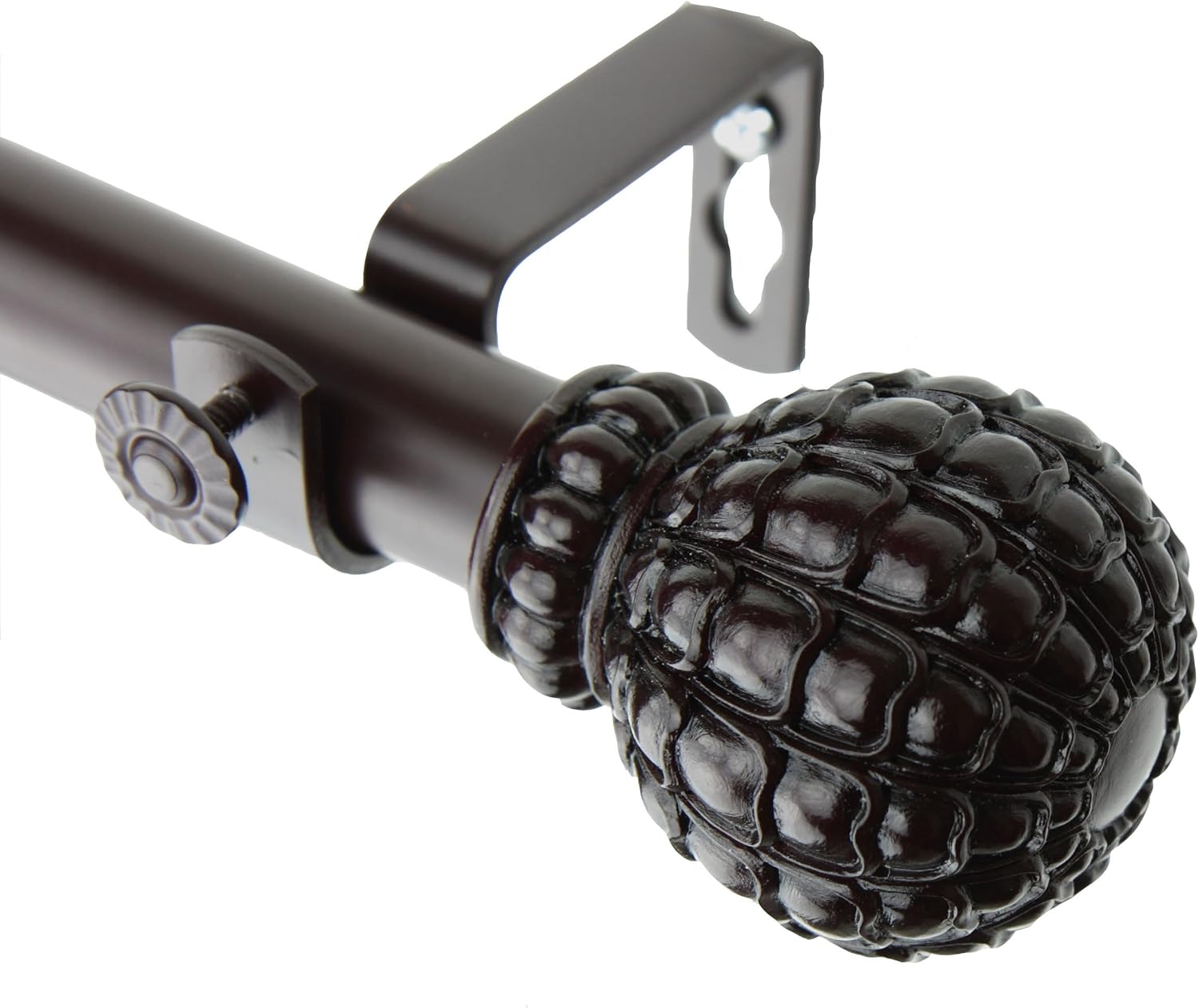 A&F Rod Decor - Grain Curtain Rod 1 inch diameter, 66-120 inch - Mahogany