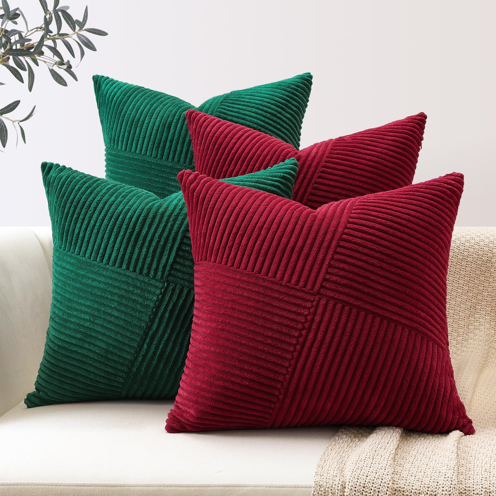 Housse de coussin en velours côtelé pour rénover un vieux canapé