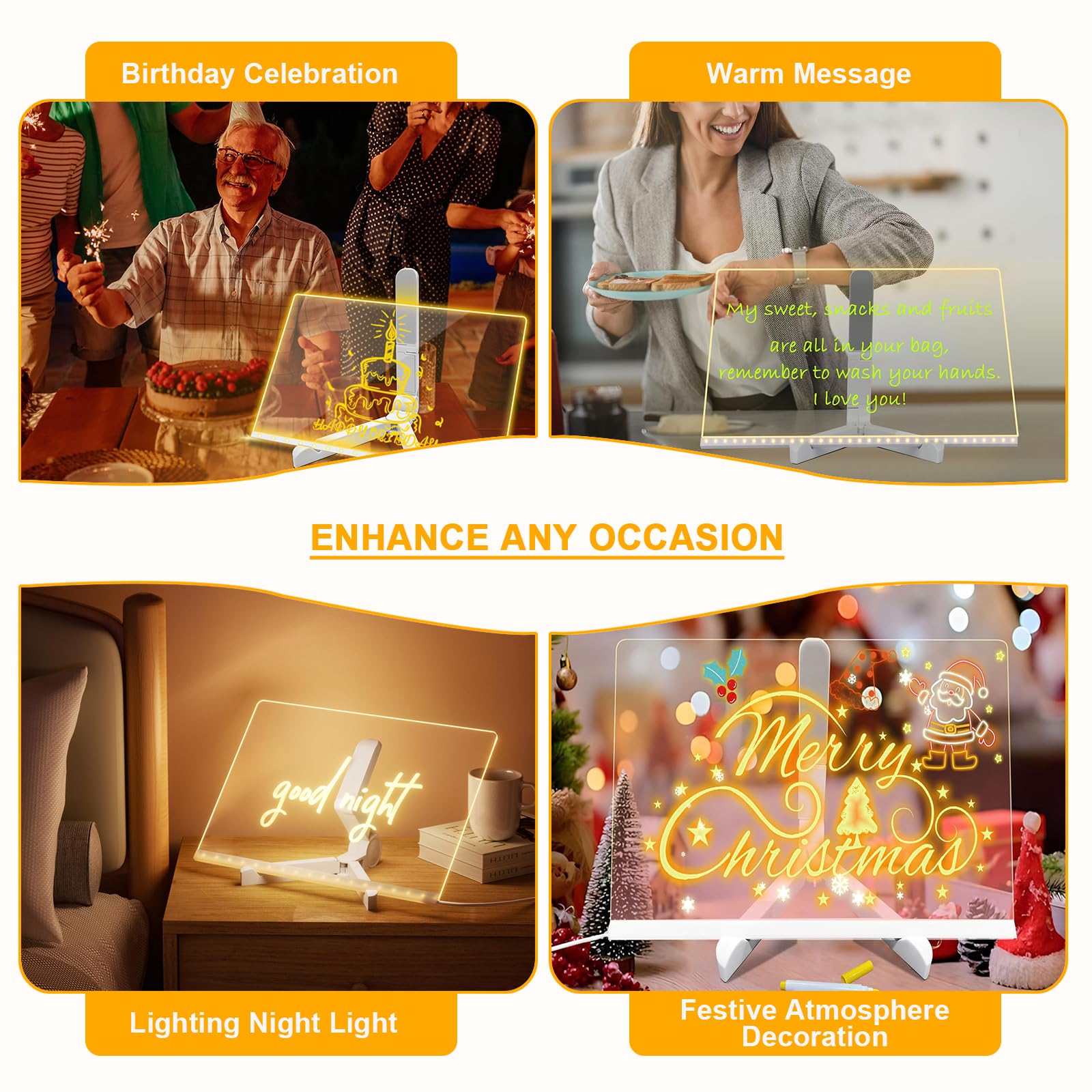 Pizarra Luminosa LED 7 Colores con Soporte, Tablero Acrílico 20x30 cm para Niños