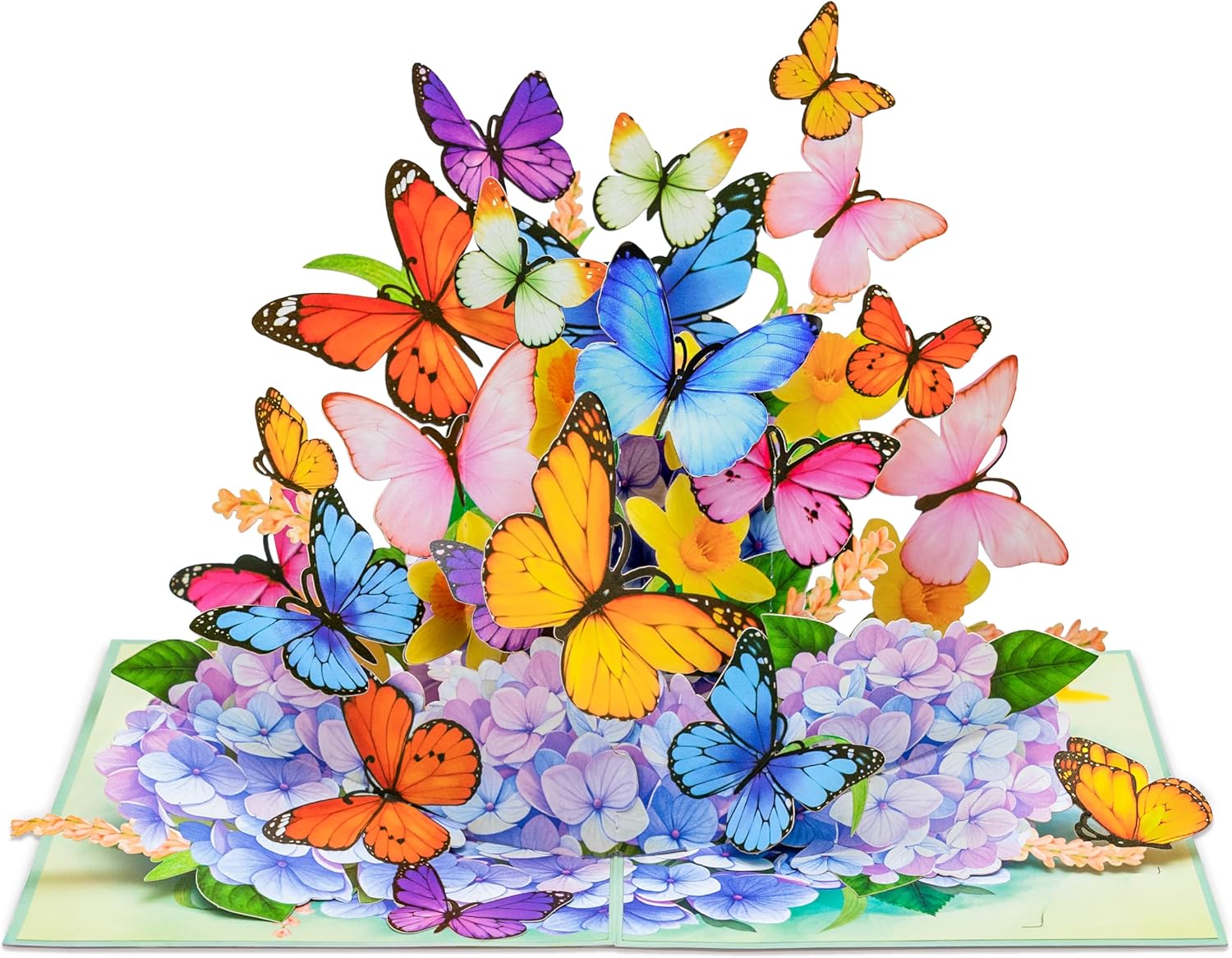 POPWOW Butterflies Pop Up Card, Hydrangeas, 3D Popup Greeting Card, Gift For Mothers Day, Birthday, Valentines Day, Anniversary, Mom, Wife, Grandma, Her, 5x7 - Includes Envelope And Message Note