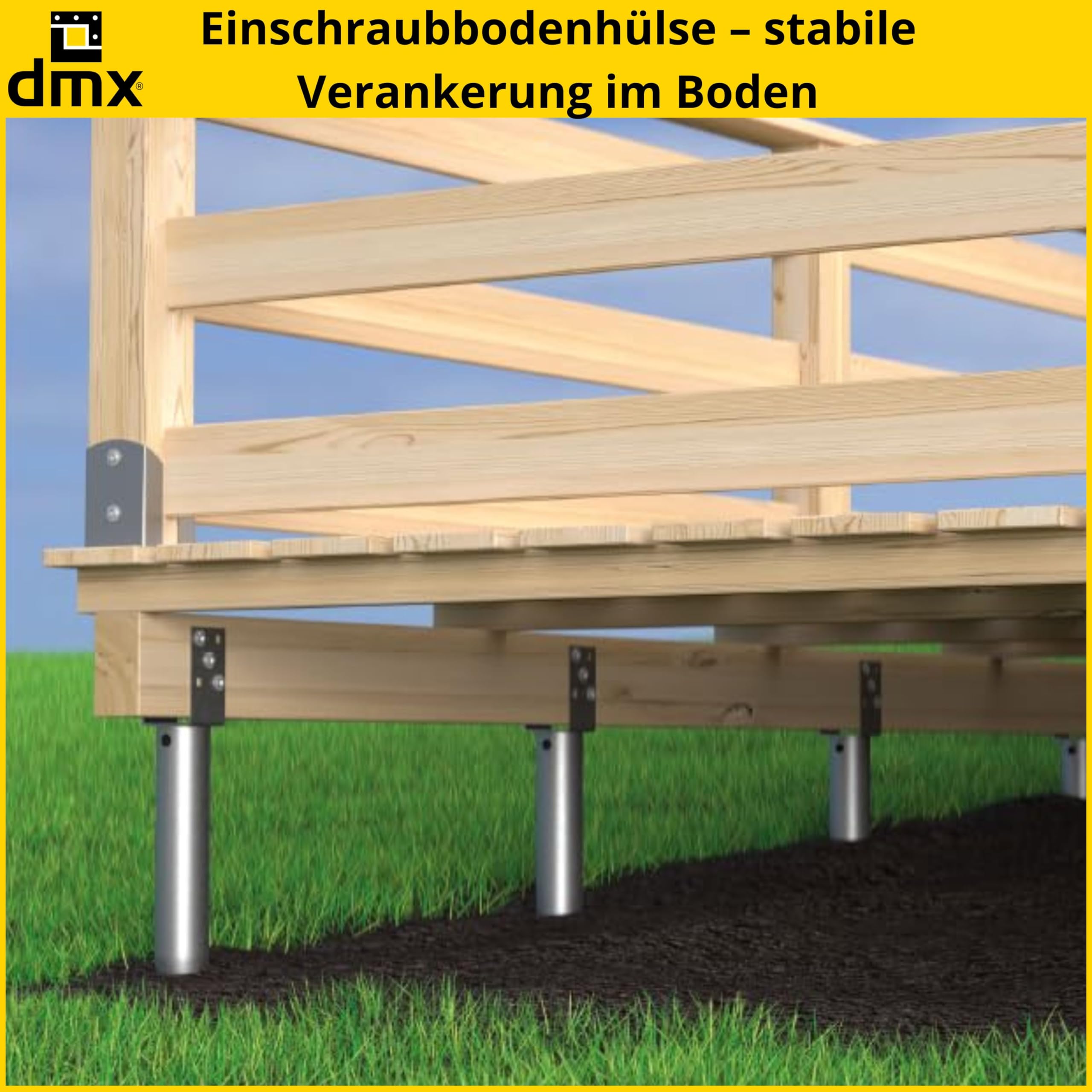 Pfostenträger U Profil - Einschraub Bodenhülsen - Stützenfuß - Einschraubhülsen - U Pfostenträger 90x90 mm - Stutzen - Einschraubbodenhülse - Bodenanker - Pfostenanker