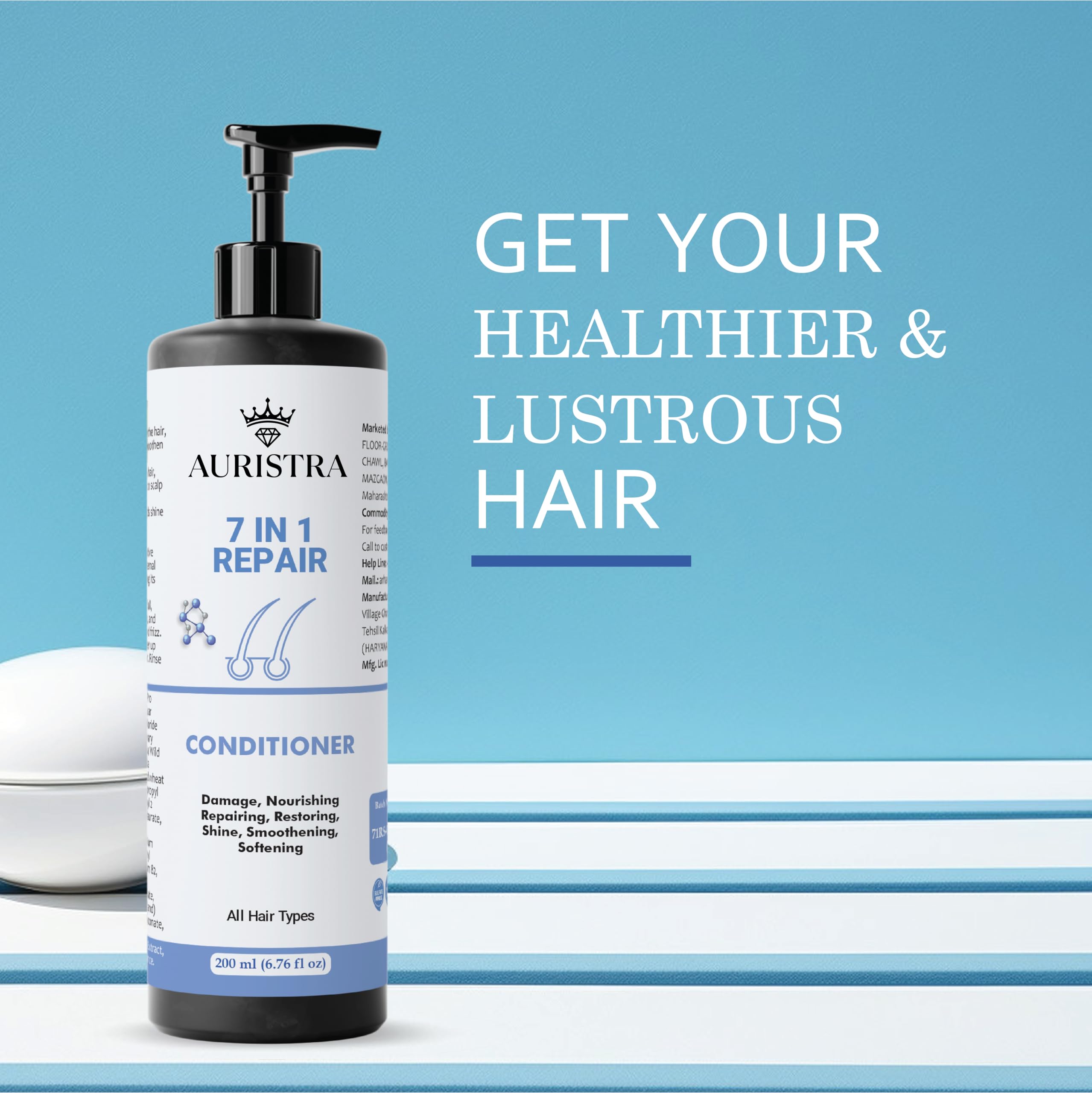 Auristra Conditioner, Anti Hair Fall, Frizz-Free, Boosts Hair Growth, All Hair Types, 200 ml (7 in 1 Repair Conditioner) 2