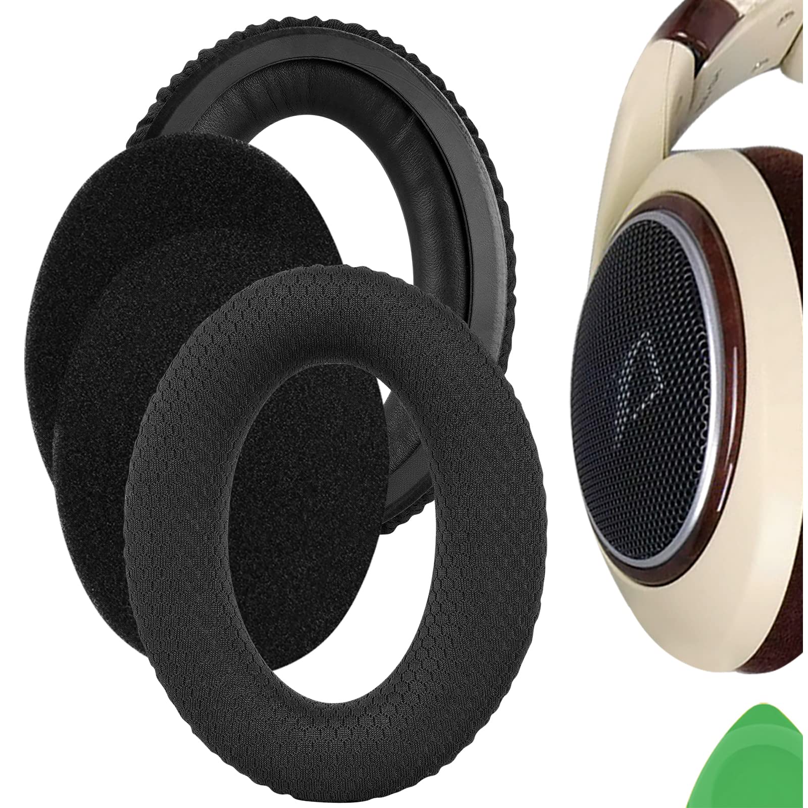 Geekria Comfort Mesh Fabric Replacement Ear Pads for Sennheiser HD505, HD515, HD518, HD555, HD558, HD559, HD569, HD579, HD589 Headphones Ear Cushions,