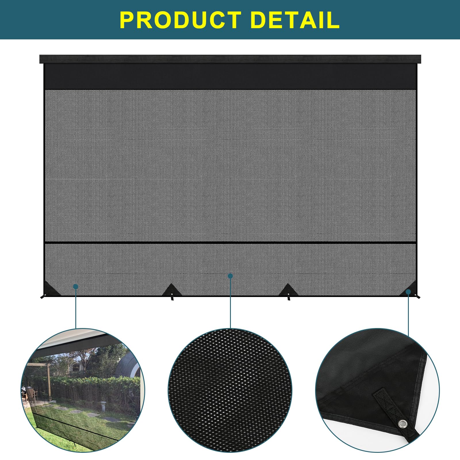 Tendalino Universale Protezione Solare per Camper 3,4 x 2,1 m Schermo Privacy Parete Laterale