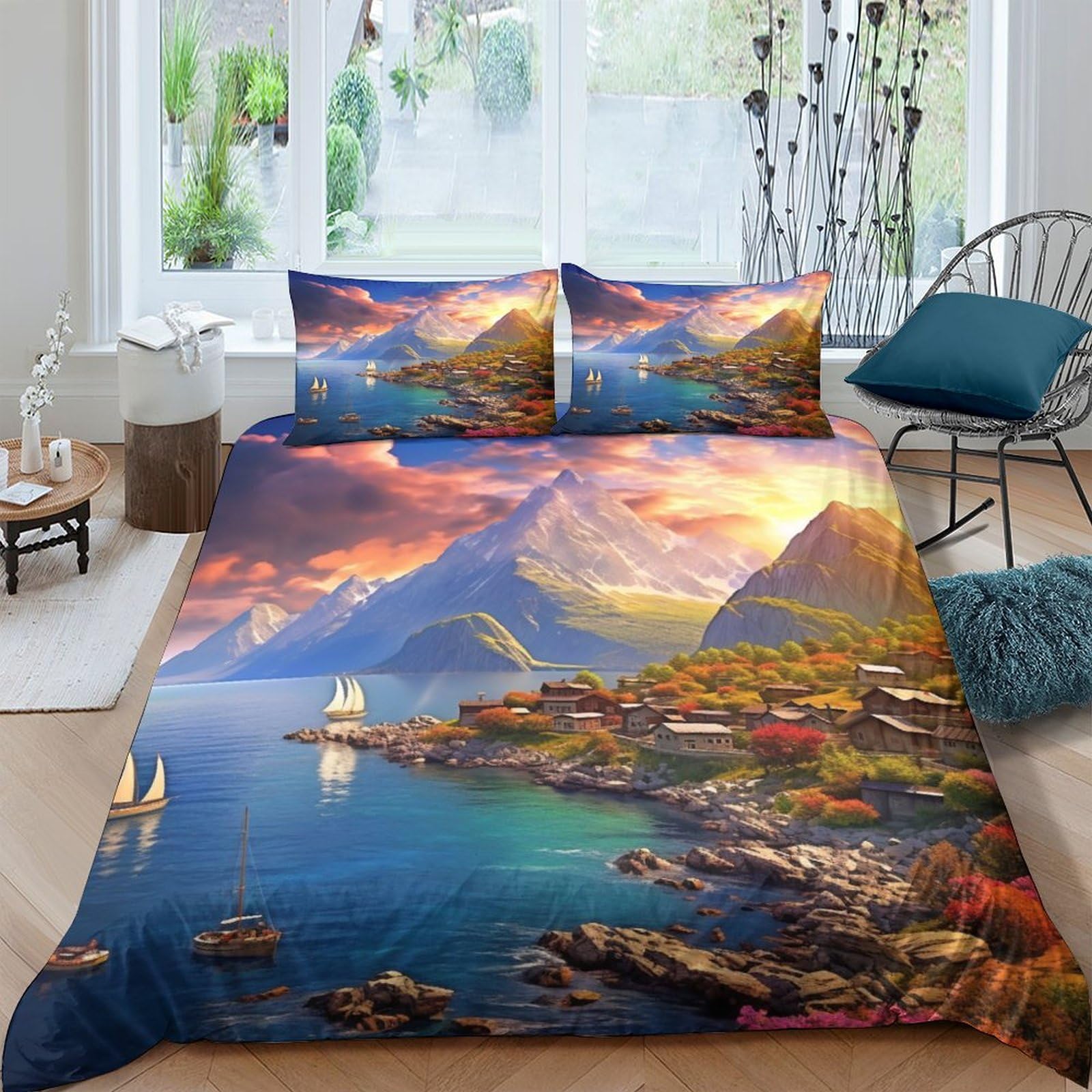 Parure de lit 3 pièces Twilight Beach 200x200 housse de couette microfibre et taies