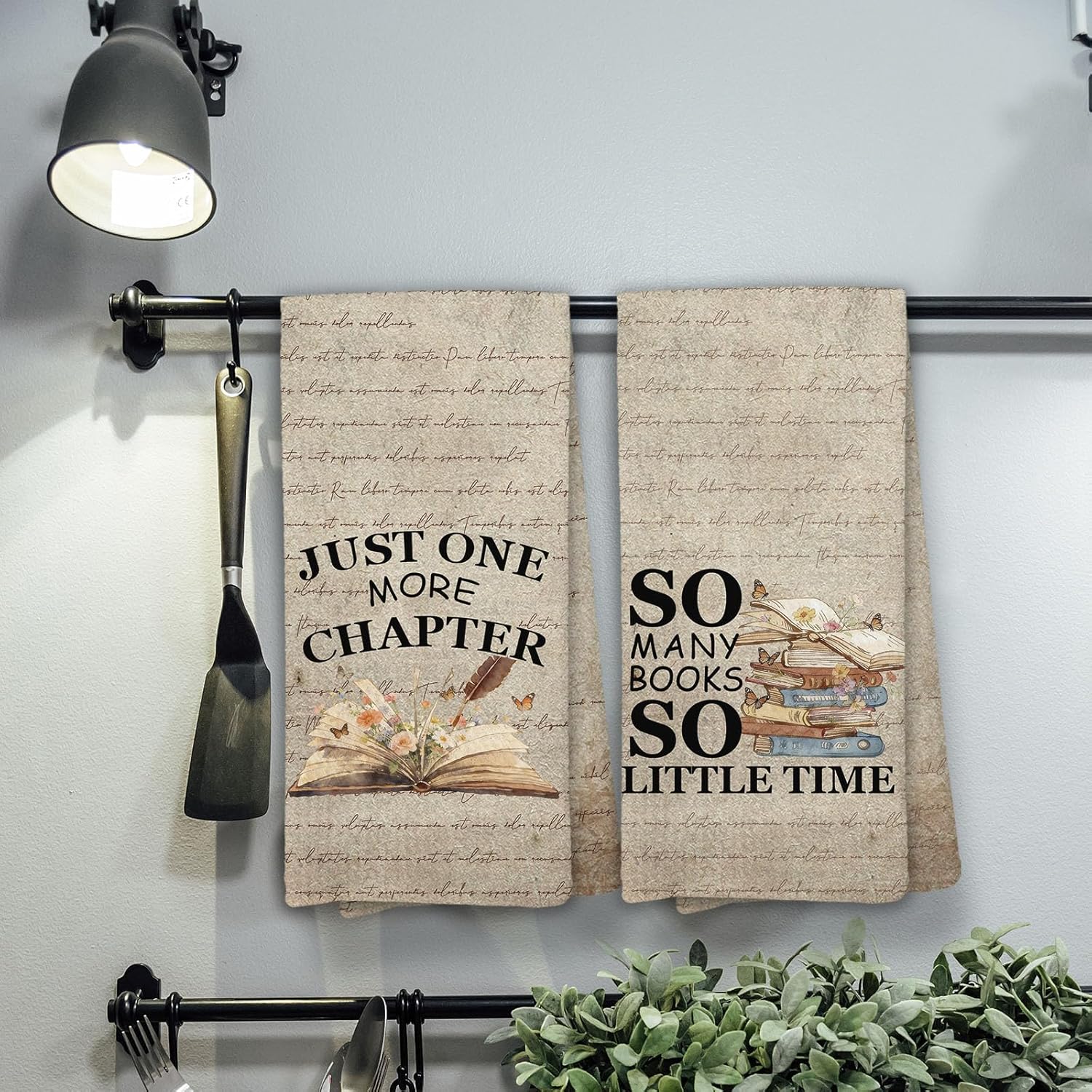 Book Reading Kitchen Towels Set of 4, Book Themed Reading Corner Nook Decor, Readers Books Club Bookish Bookworms Hand Towel for Bathroom Home &