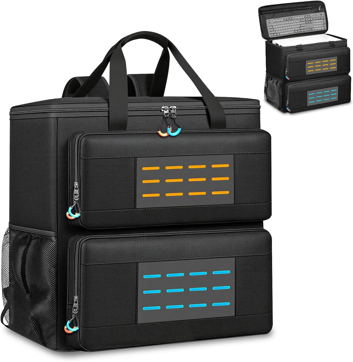 Computer Desktop Tower Carrying Case with Padded Protection & Multiple Pockets, Gaming Computer Backpack Holds CPU Mainframe, Keyboard, Mouse, Cables and Accessories